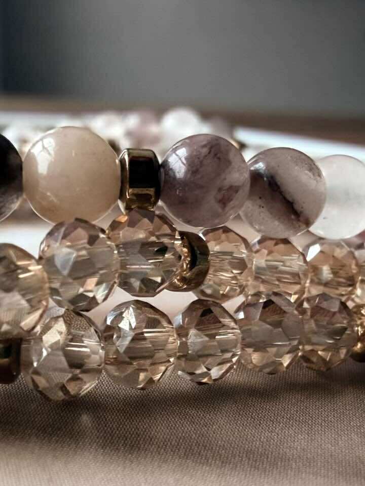 Leah Blush/Natur Armbånd – Sett med 3 stk