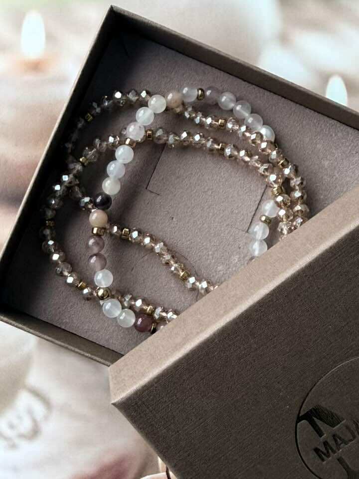 Leah Blush/Natur Armbånd – Sett med 3 stk