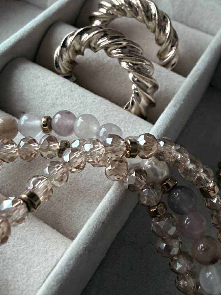 Leah Blush/Natur Armbånd – Sett med 3 stk