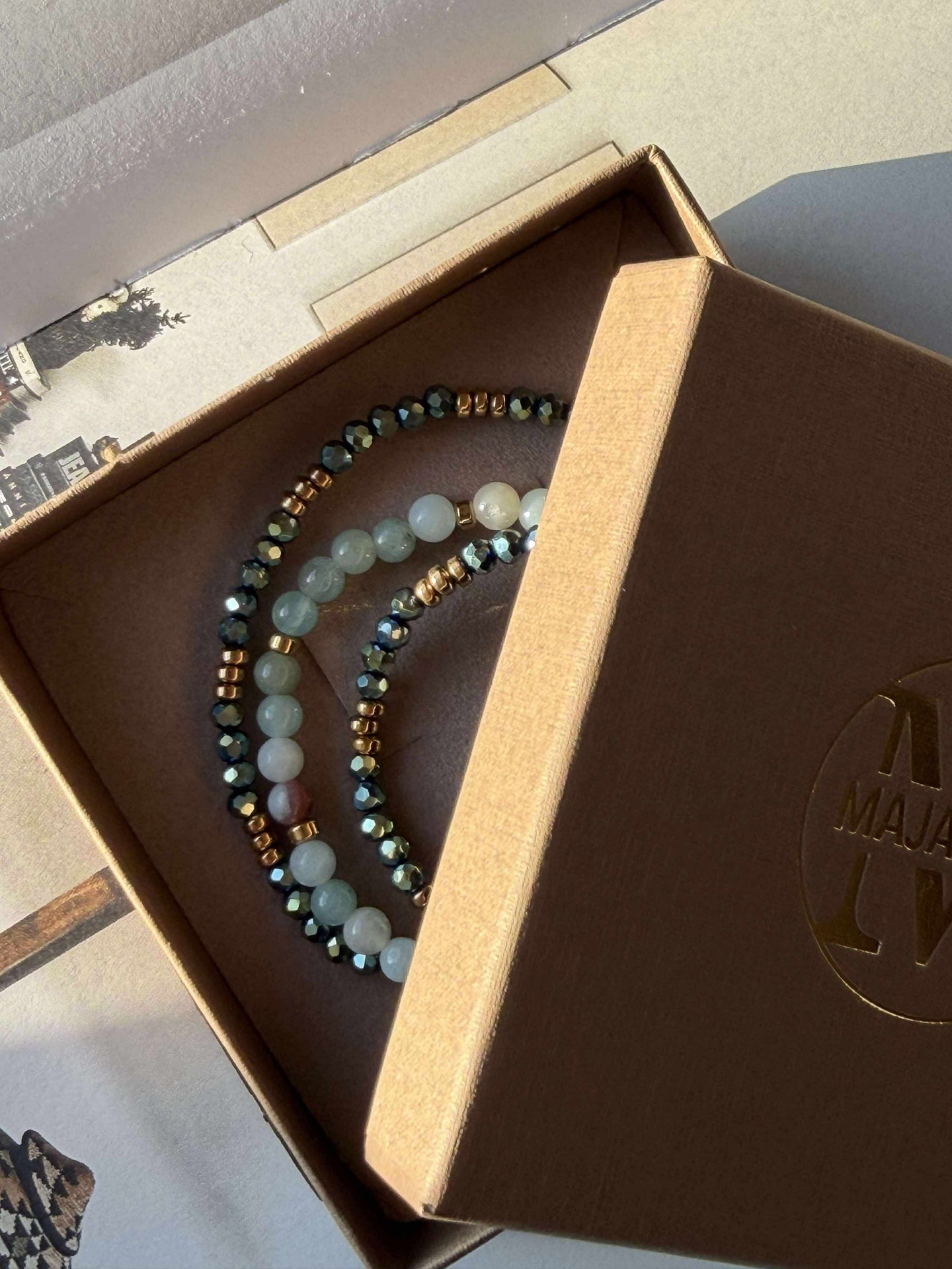 Armbånd Leah Emerald – Sett med 3 stk