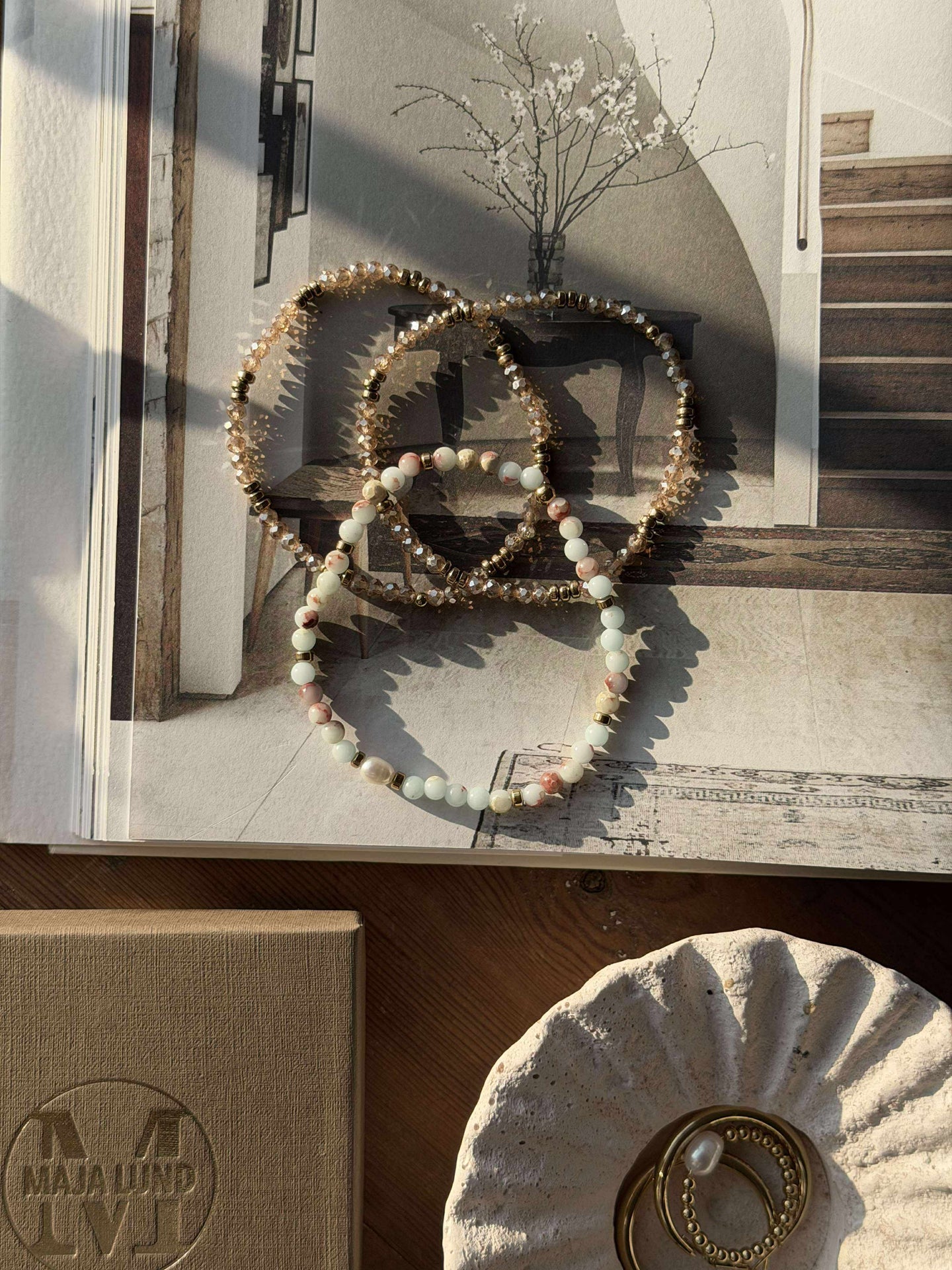 Armbånd Leah Sea Breeze/Natur – Sett med 3 stk