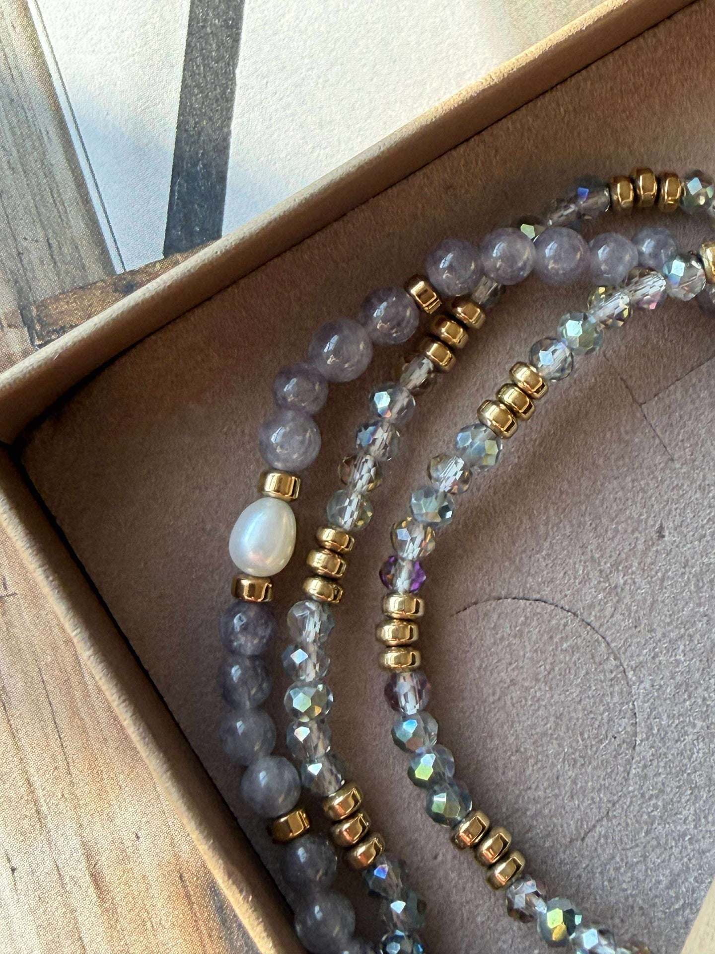 Armbånd Leah Lavendel/Stone – Sett med 3 stk