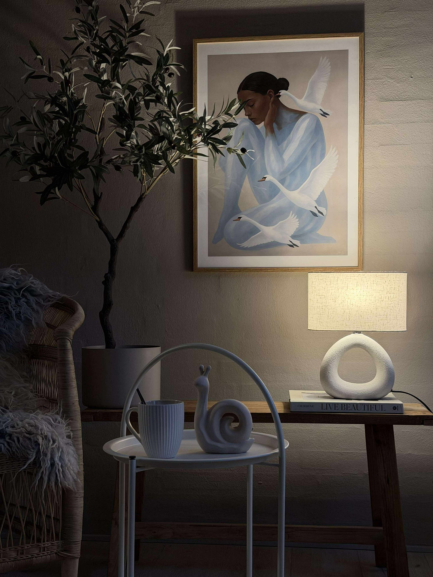Bordlampe STONEWARE - Lys Natur
