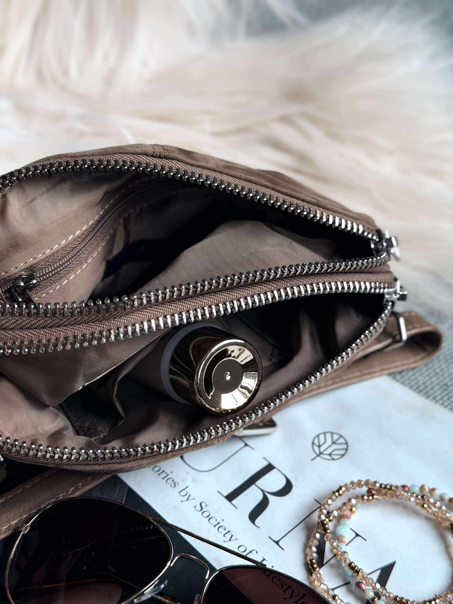 Crossbody clutch ALICE - Nudebrun