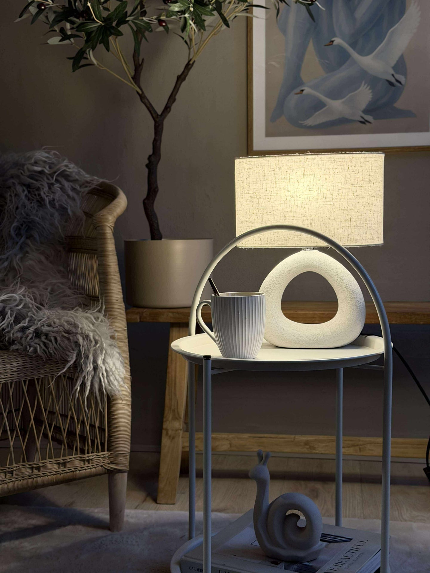Bordlampe STONEWARE - Lys Natur