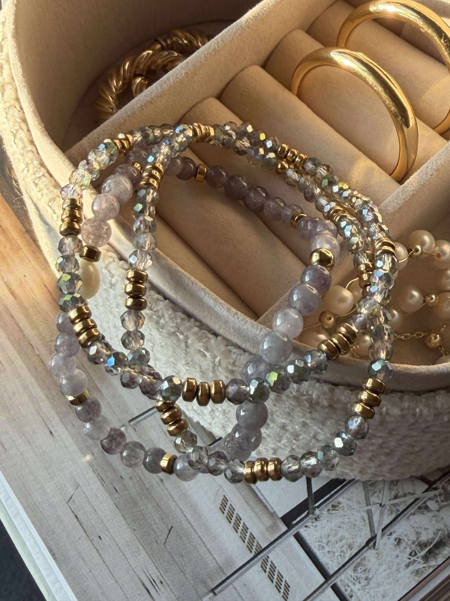 Armbånd Leah Lavendel/Stone – Sett med 3 stk