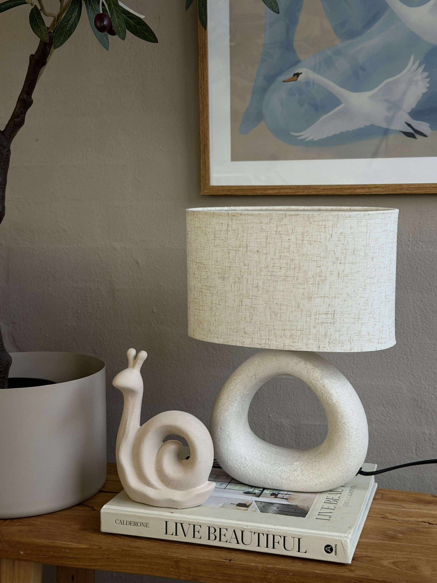 Bordlampe STONEWARE - Lys Natur
