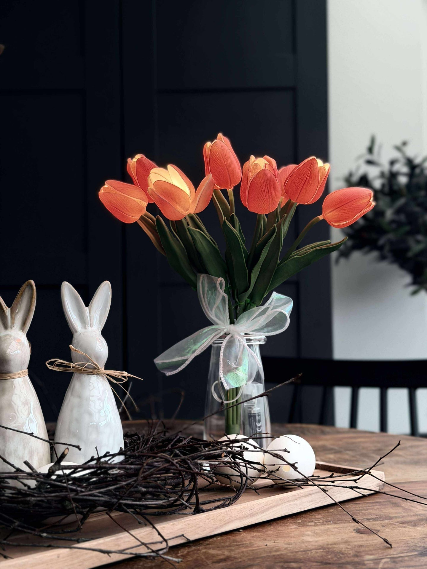 Tulipaner med lys - Rød