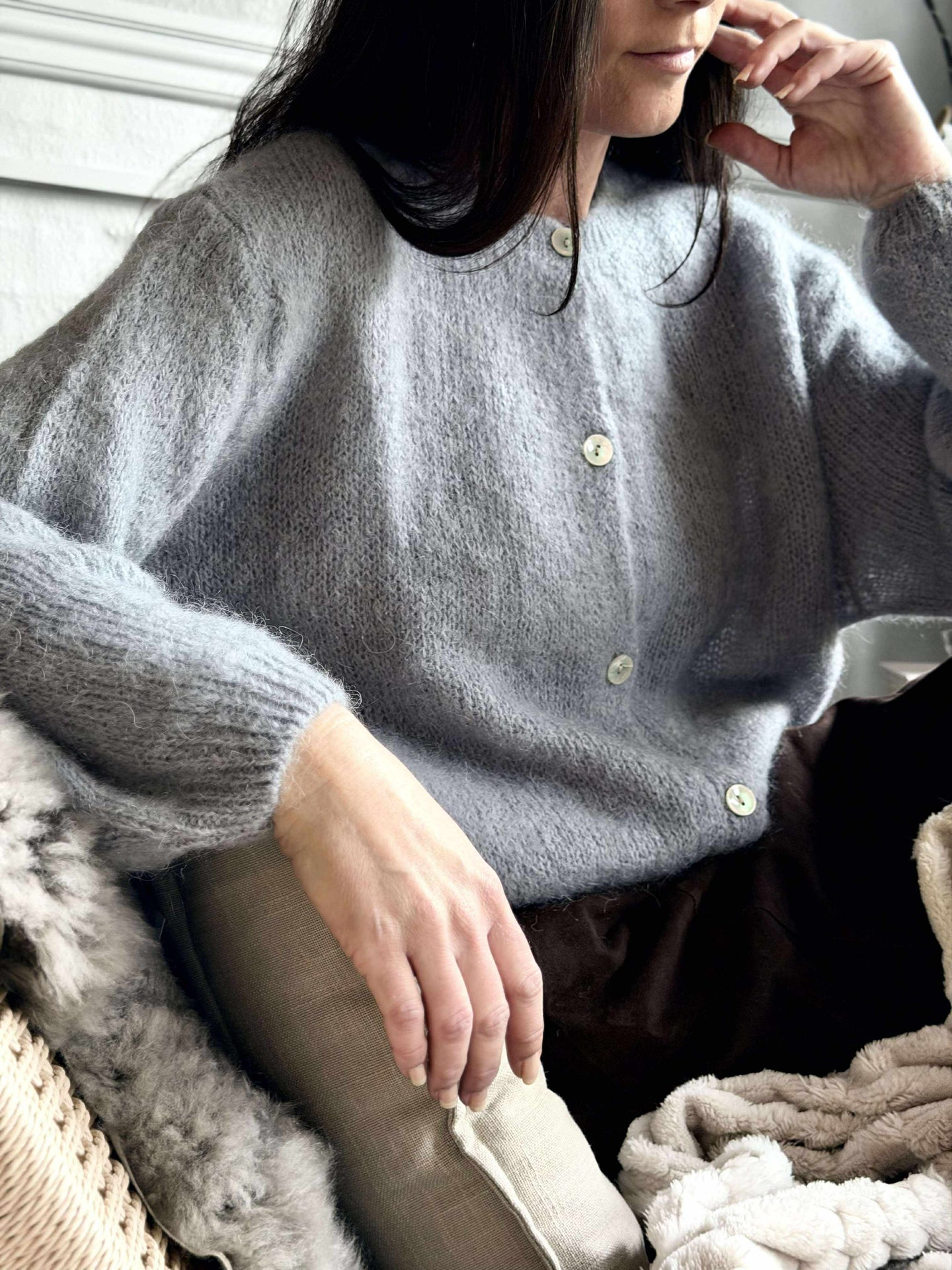 Cardigan Mohair - Grå