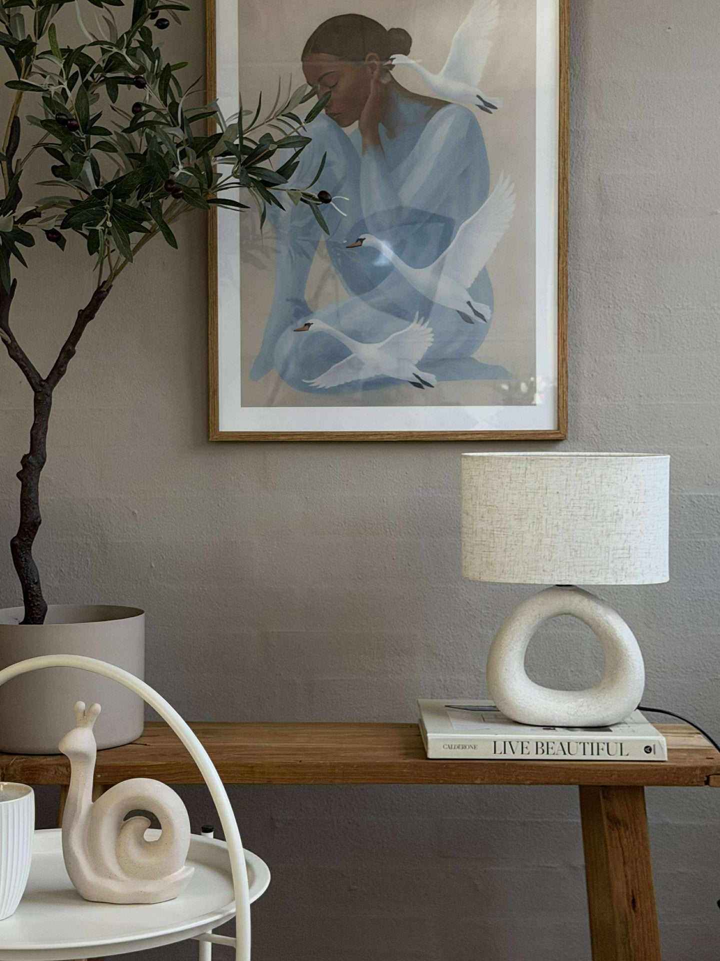 Bordlampe STONEWARE - Lys Natur