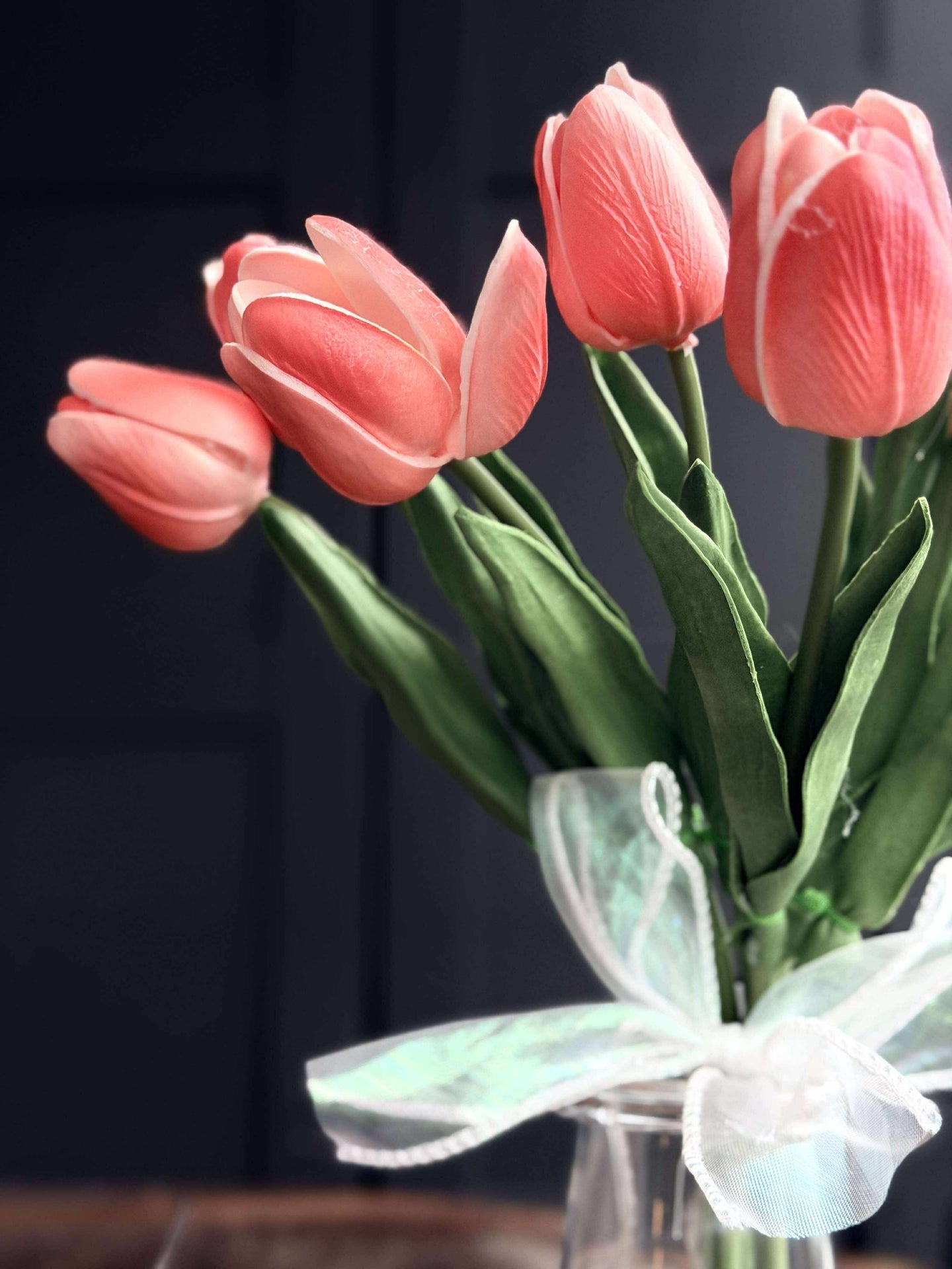 Tulipaner med lys - Rød