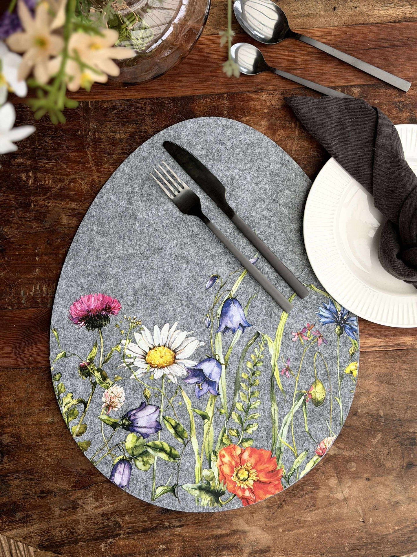 Dekkebrikke påske - Grå oval