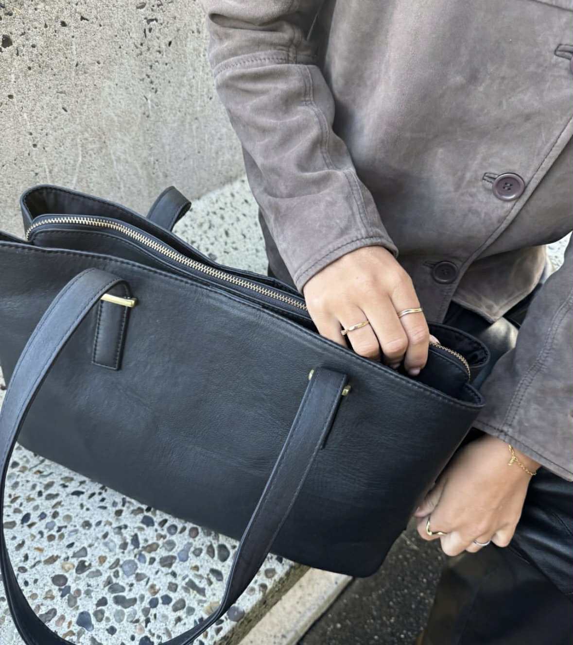 Arbeidstaske / shopper - Black leather