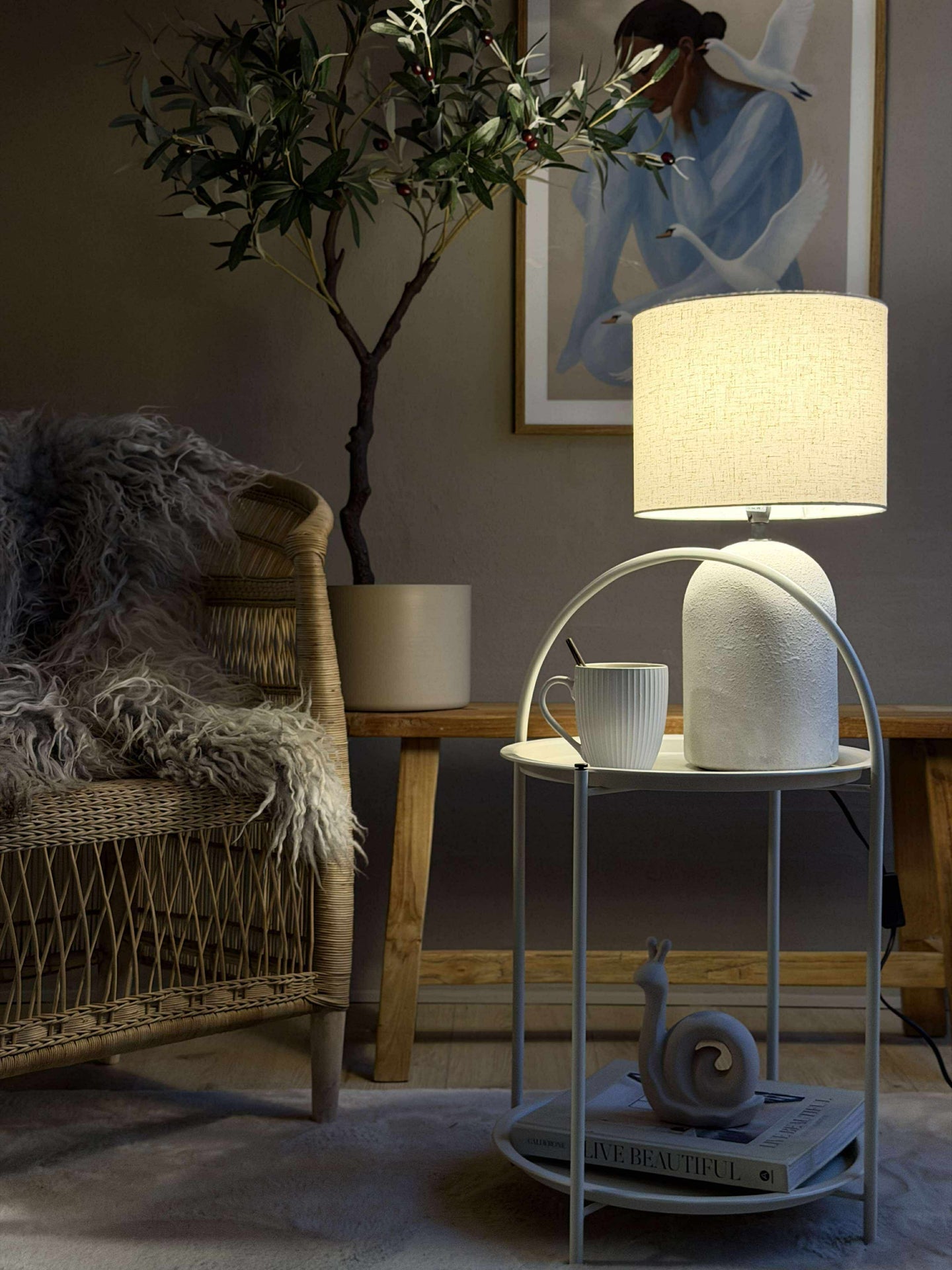 Bordlampe STONEWARE - Lys natur