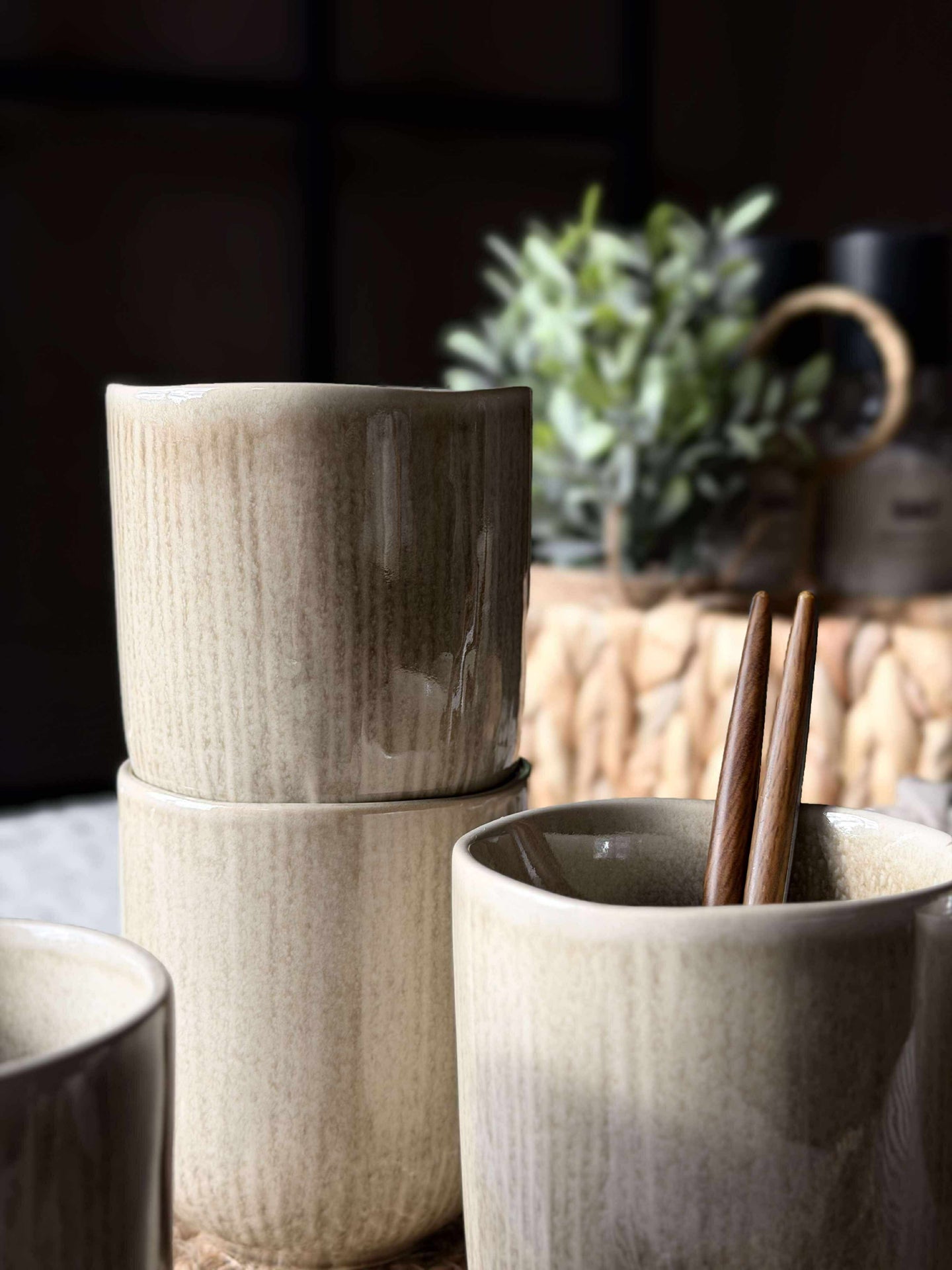 Krus Lydia keramikk - Sett med 4 stk Beige