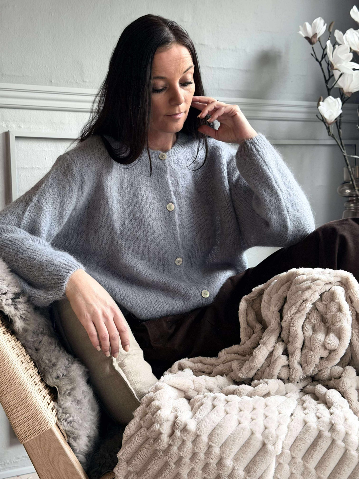 Cardigan Mohair - Grå