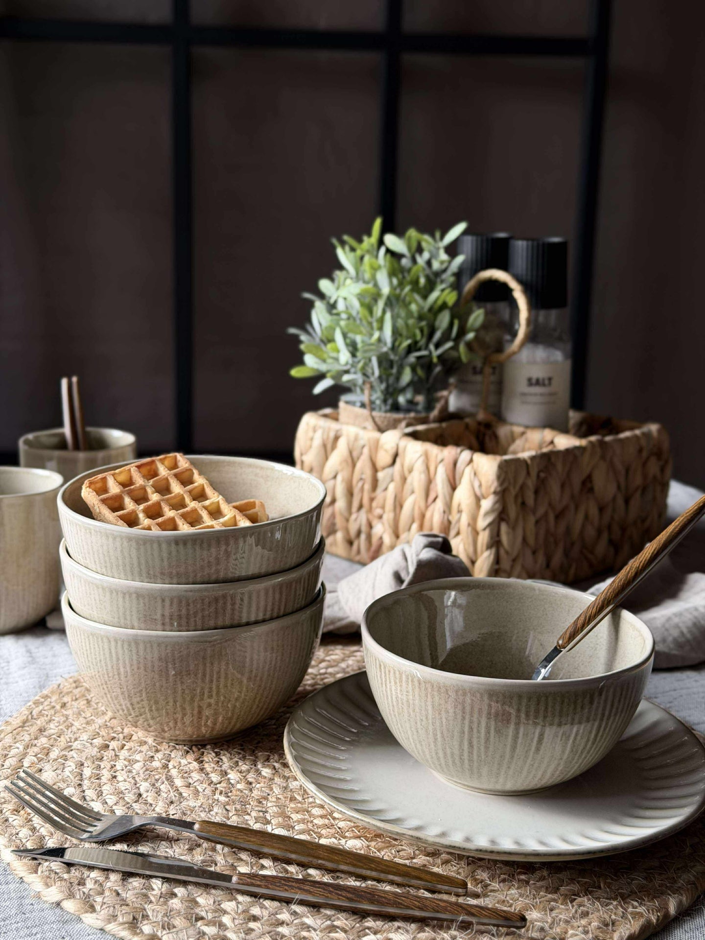 Skål Lydia keramikk - Sett med 4 stk Beige