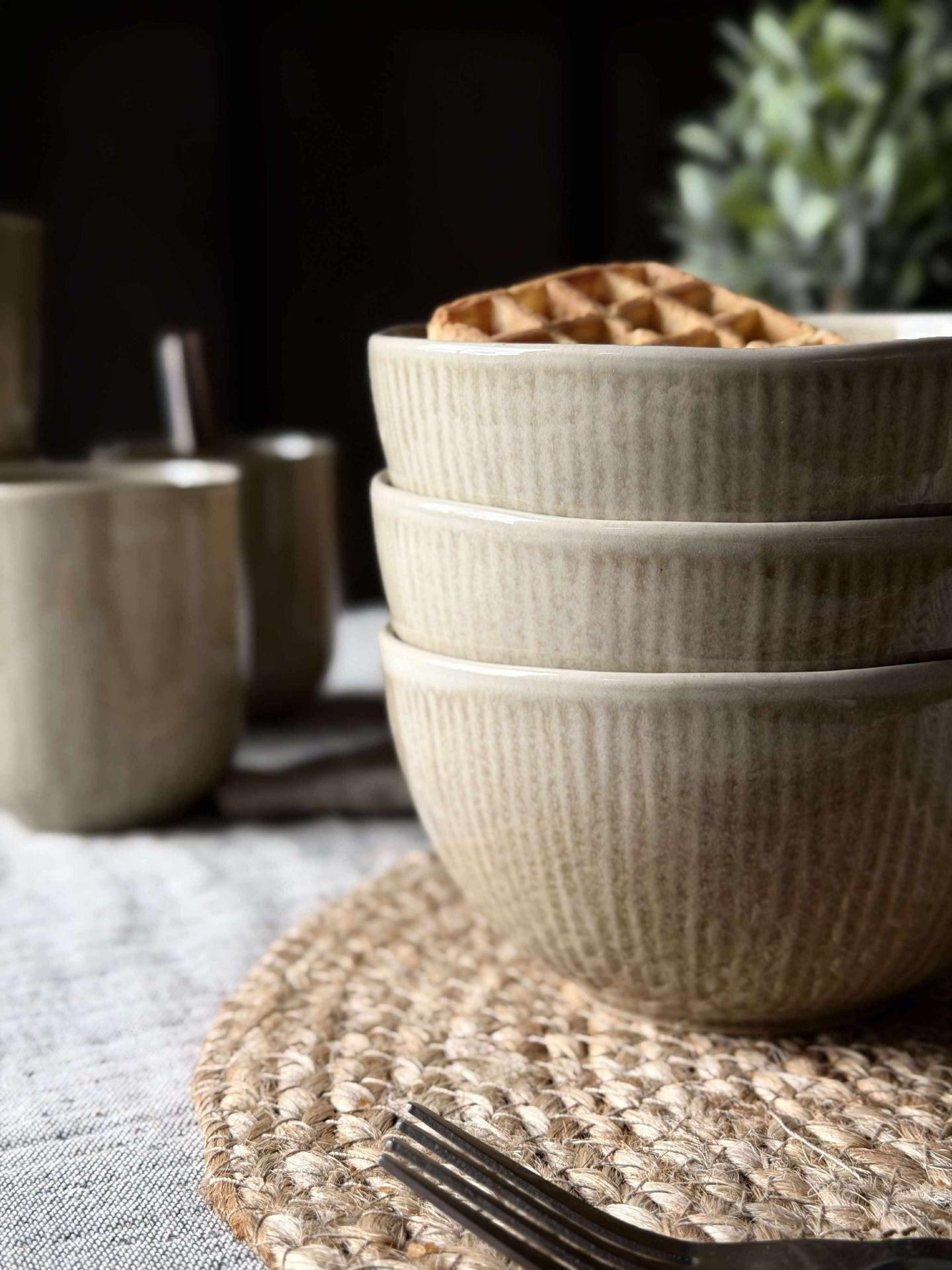 Skål Lydia keramikk - Sett med 4 stk Beige