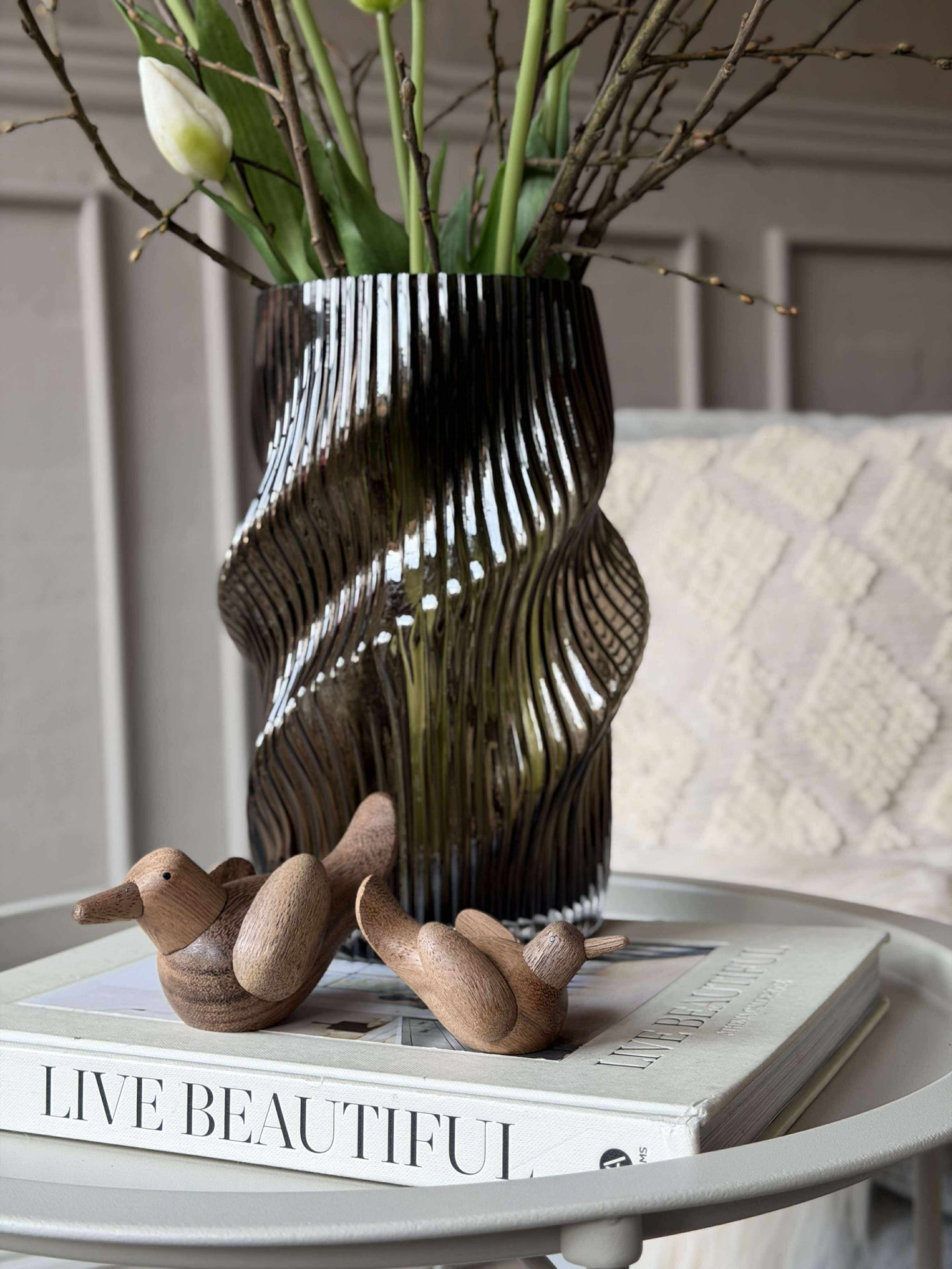 Liggende Fugl - Amber Brun Liten