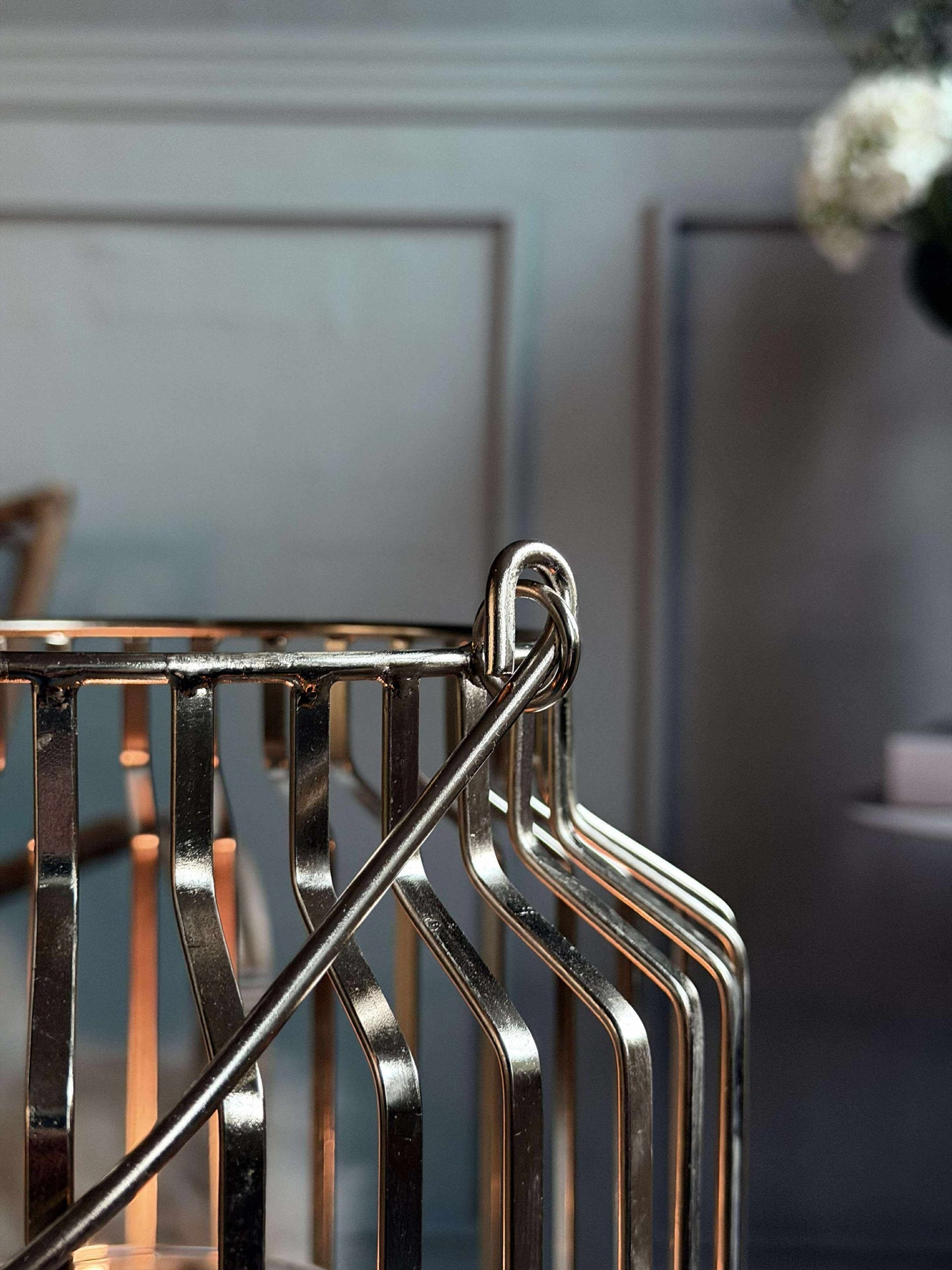 Lykt med glass - Gull 29cm