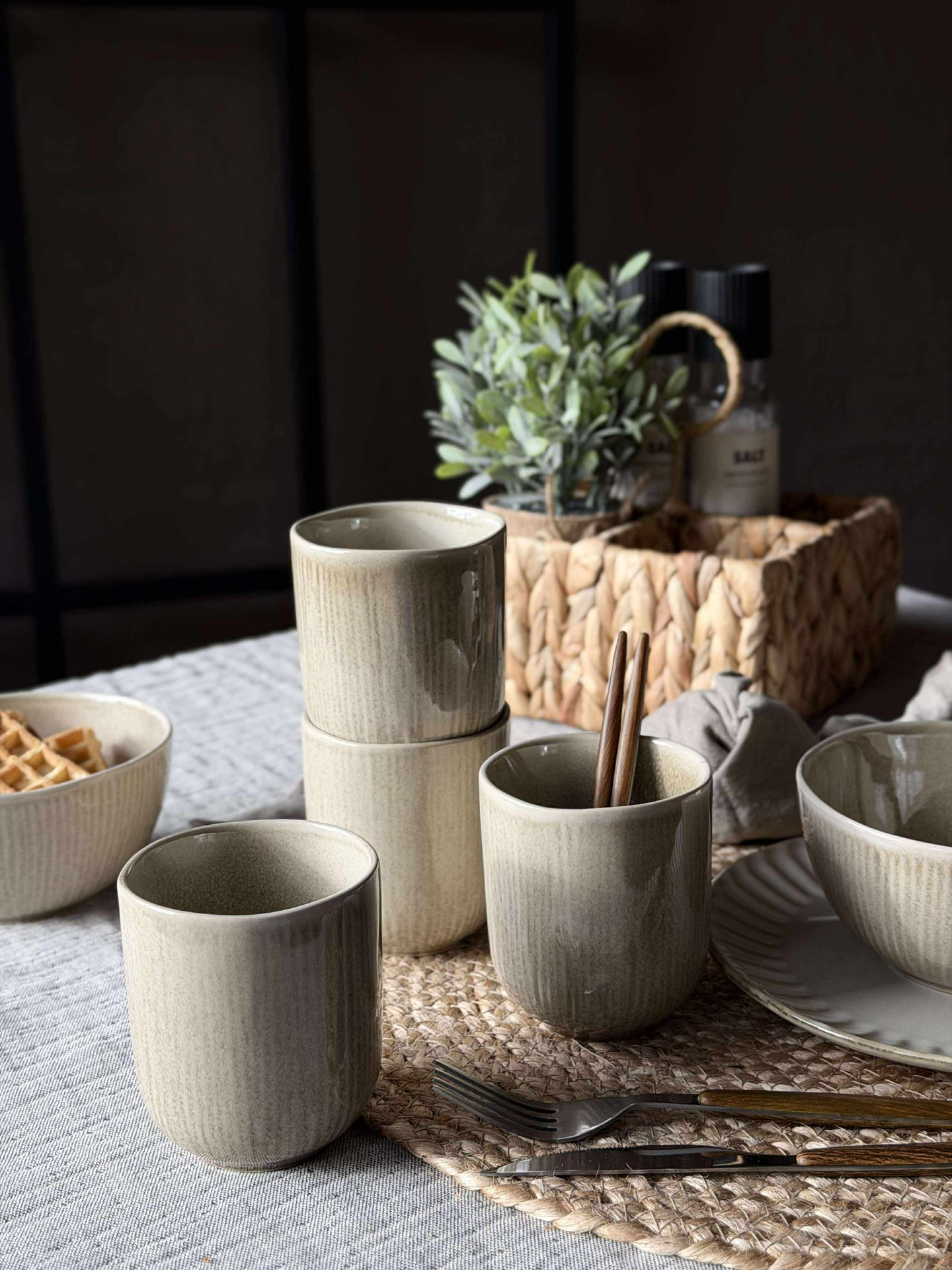 Krus Lydia keramikk - Sett med 4 stk Beige