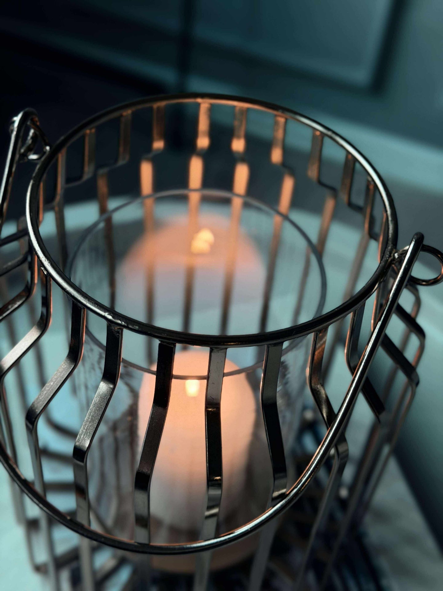 Lykt med glass - Gull 29cm