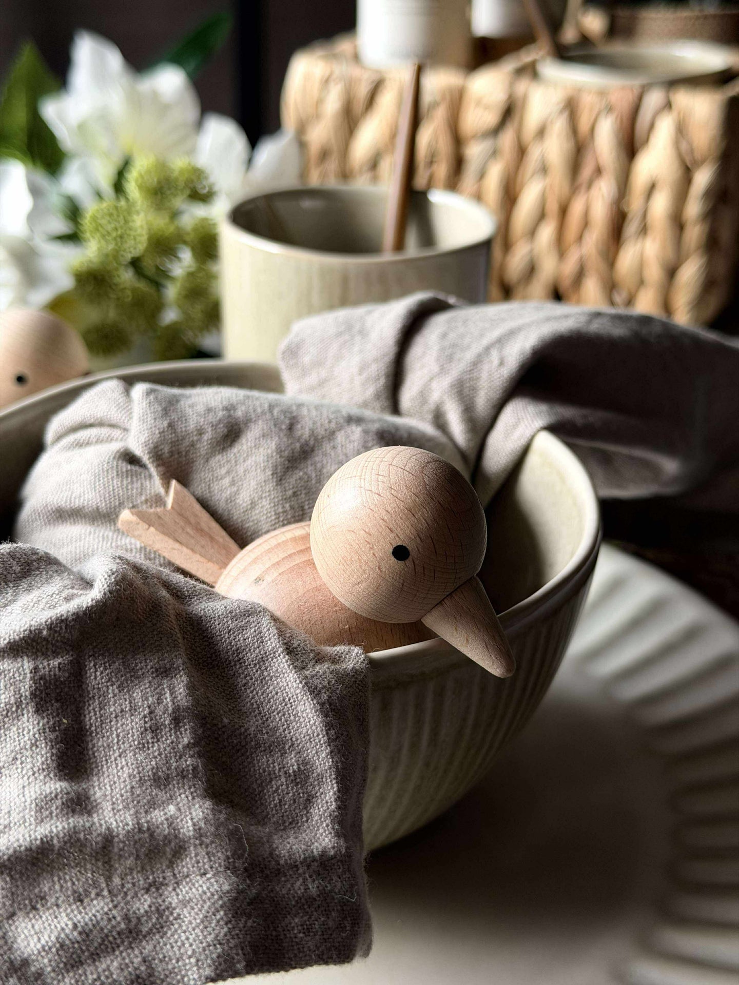 Sittende Fugl - Naturlig Bøk Liten