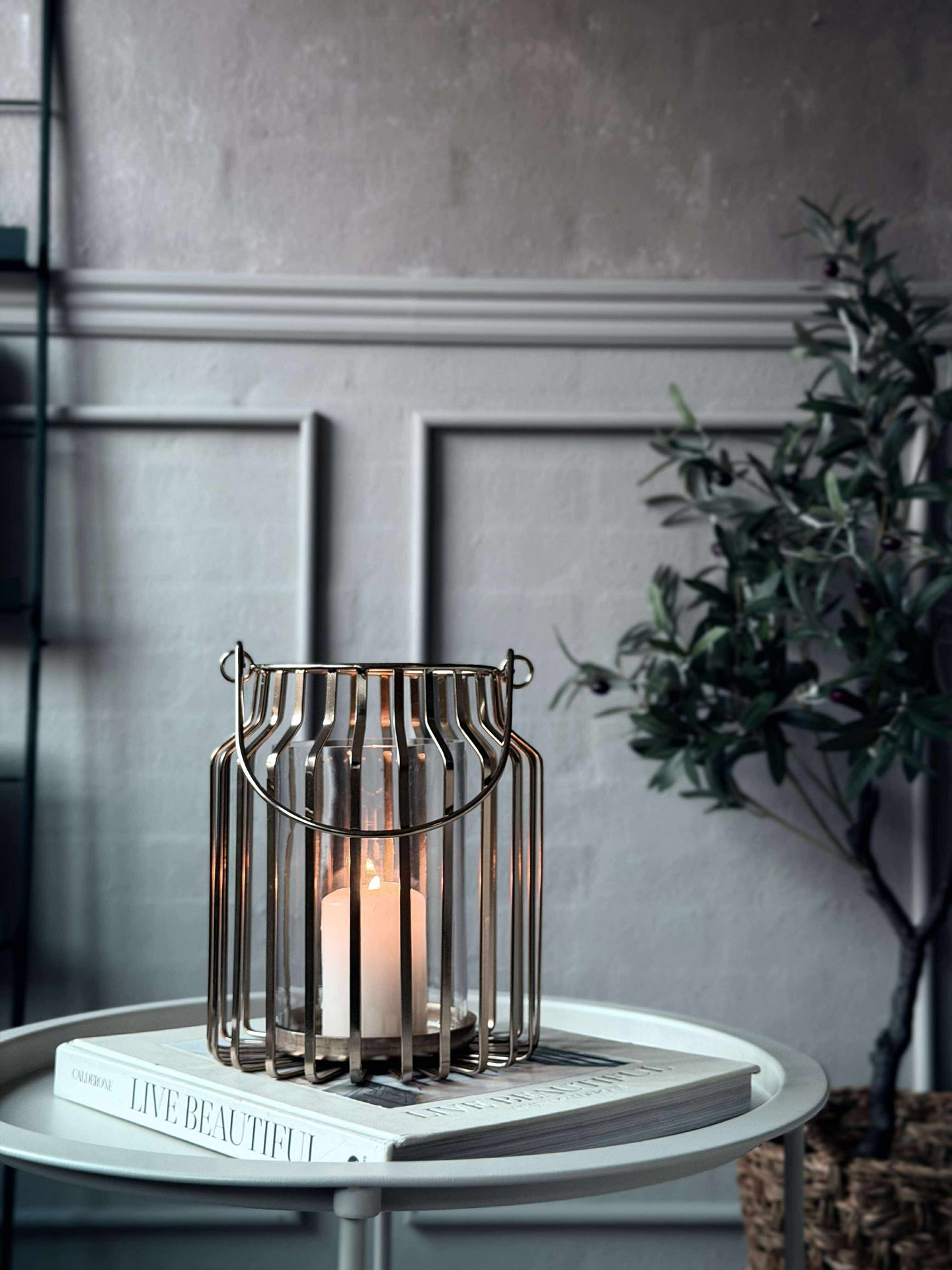 Lanterne med glass - Gold 21cm