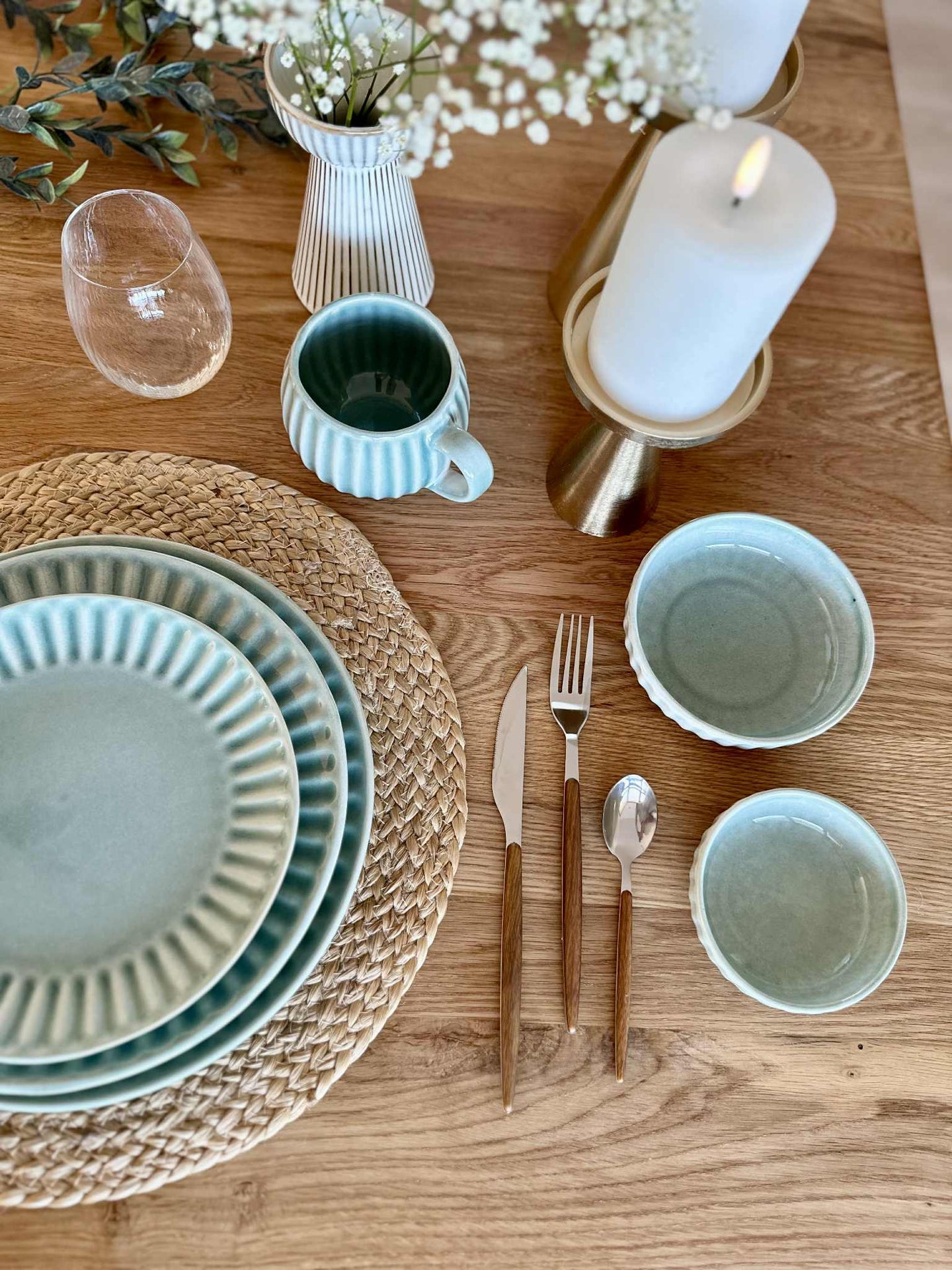 Bolle VIGA stripet steintøy - Mint flere størrelser