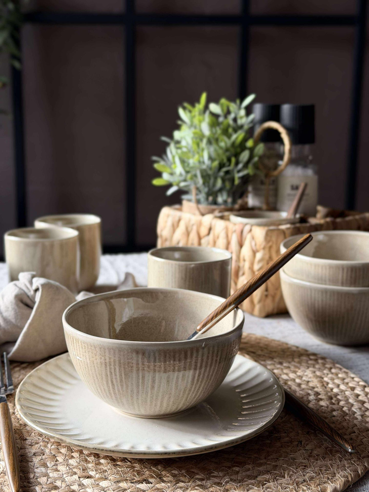 Skål Lydia keramikk - Sett med 4 stk Beige