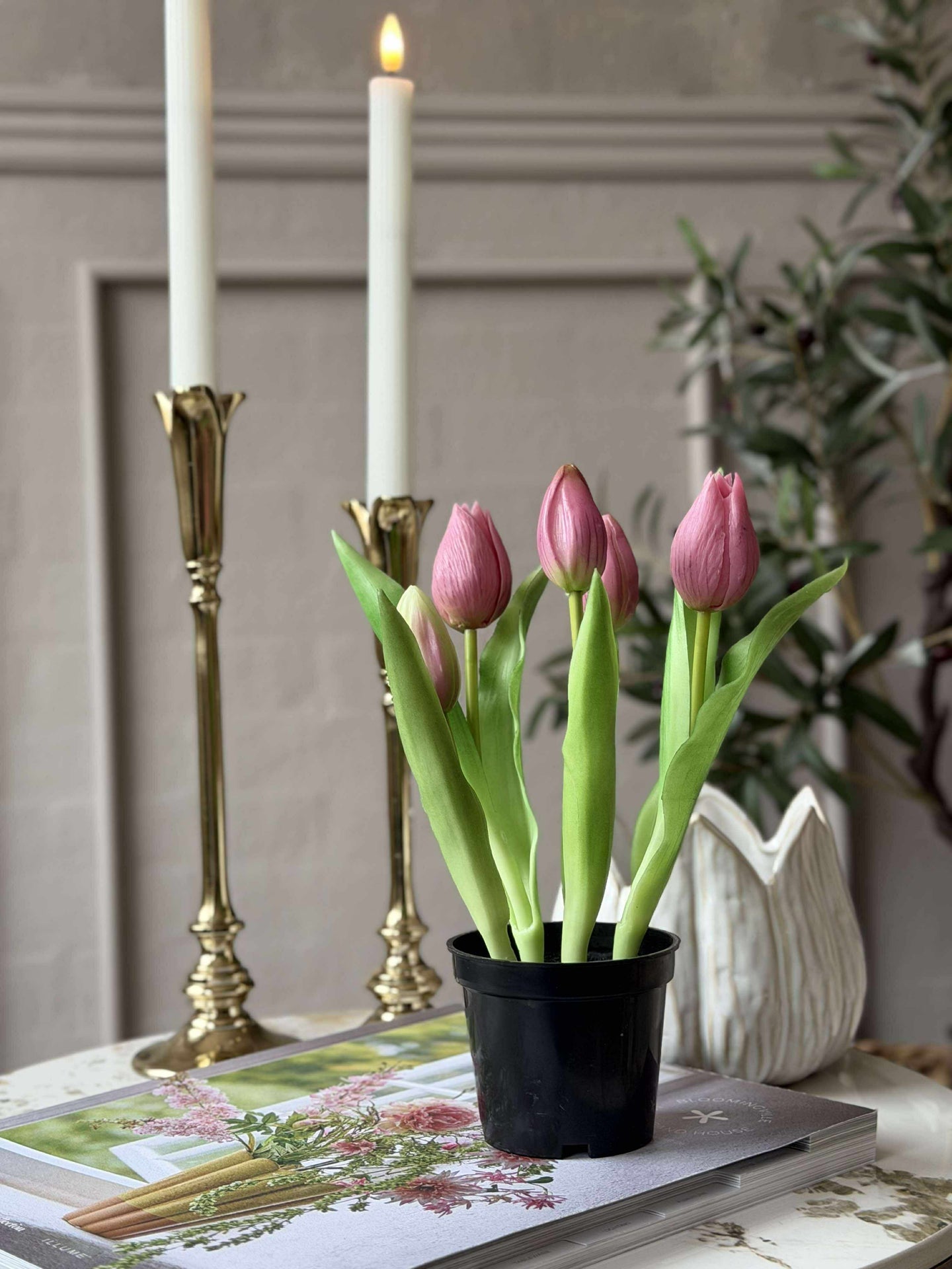Tulipan i potte - Mørk rosa