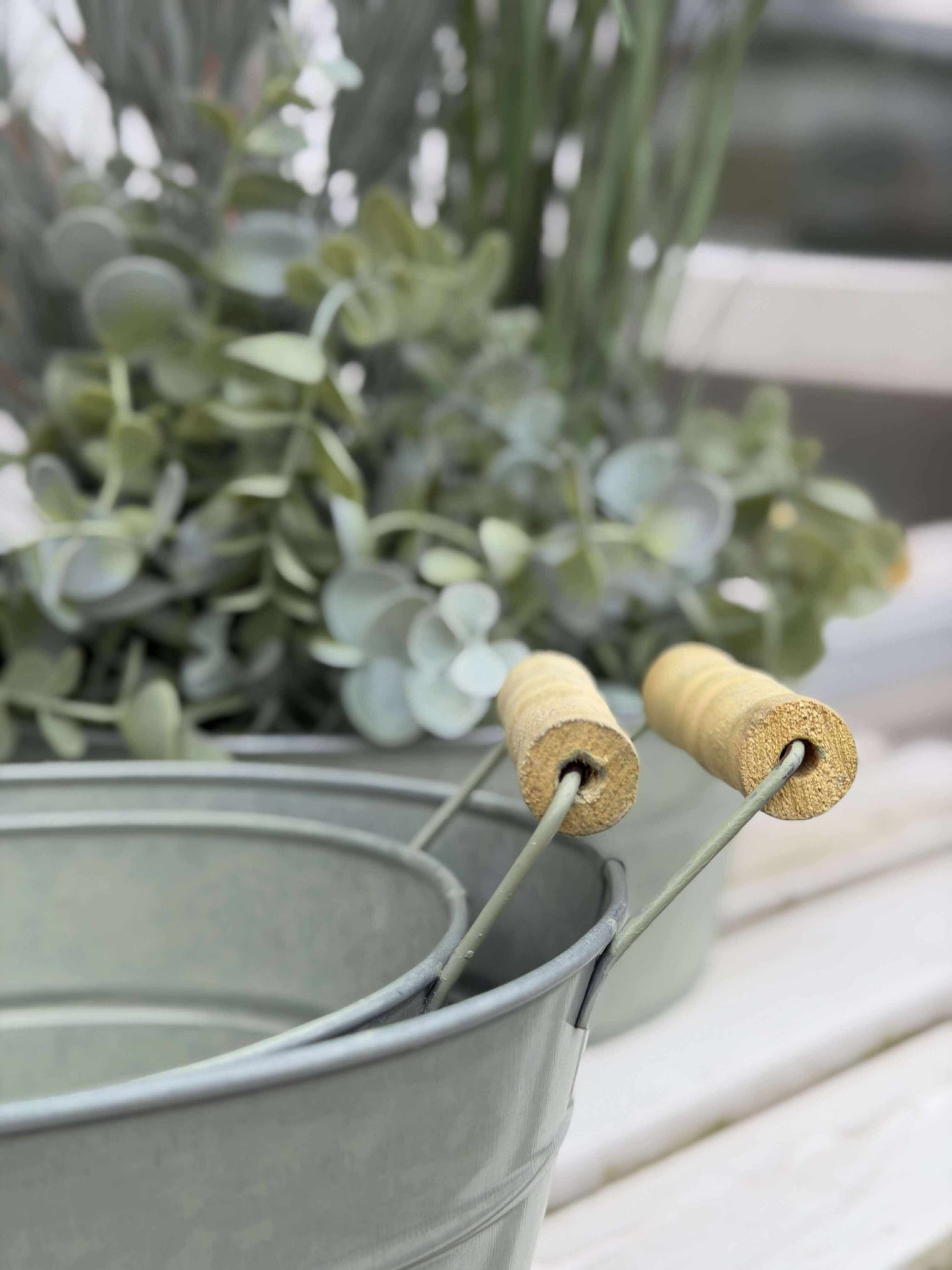 Sinkbaljer med trehåndtak - Sett med 3 stk.