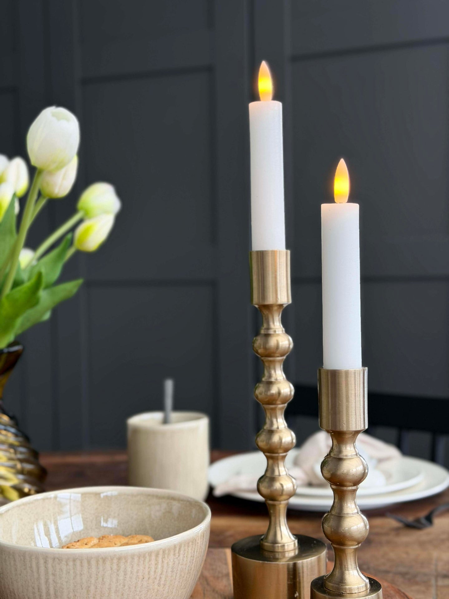 Hvite stearinlys 2 stk. - Flere størrelser
