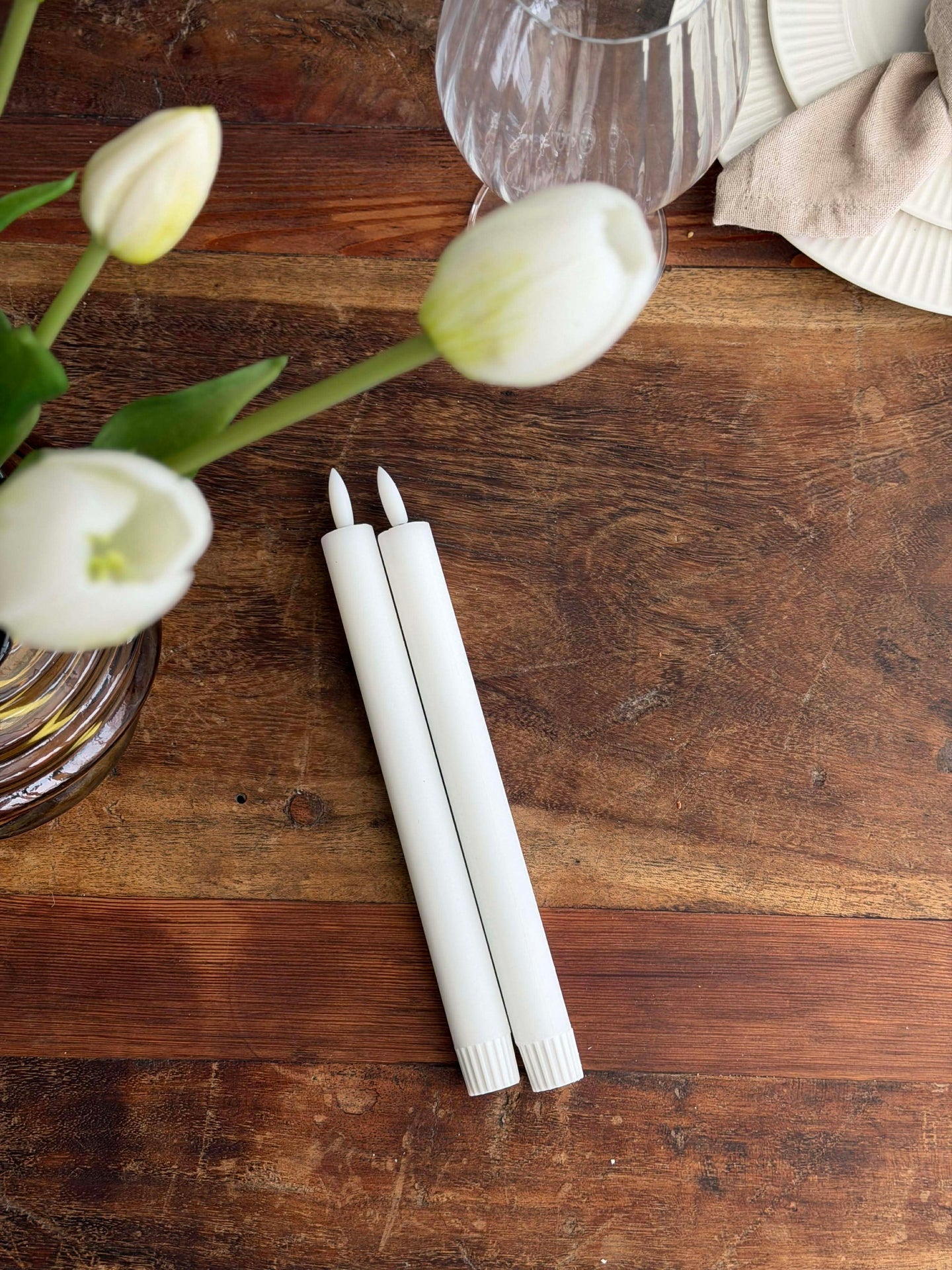 Hvite stearinlys 2 stk. - Flere størrelser