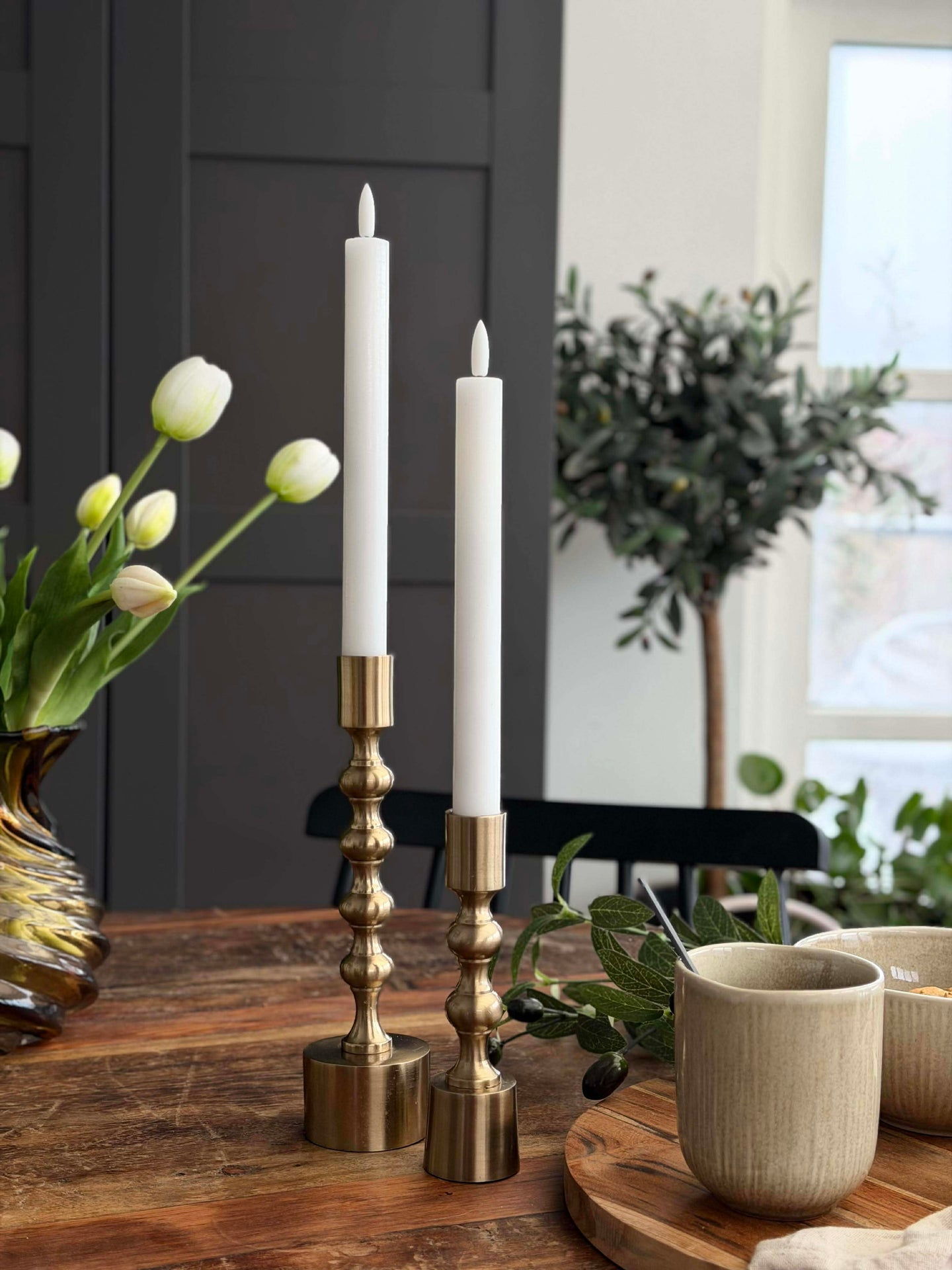 Hvite stearinlys 2 stk. - Flere størrelser