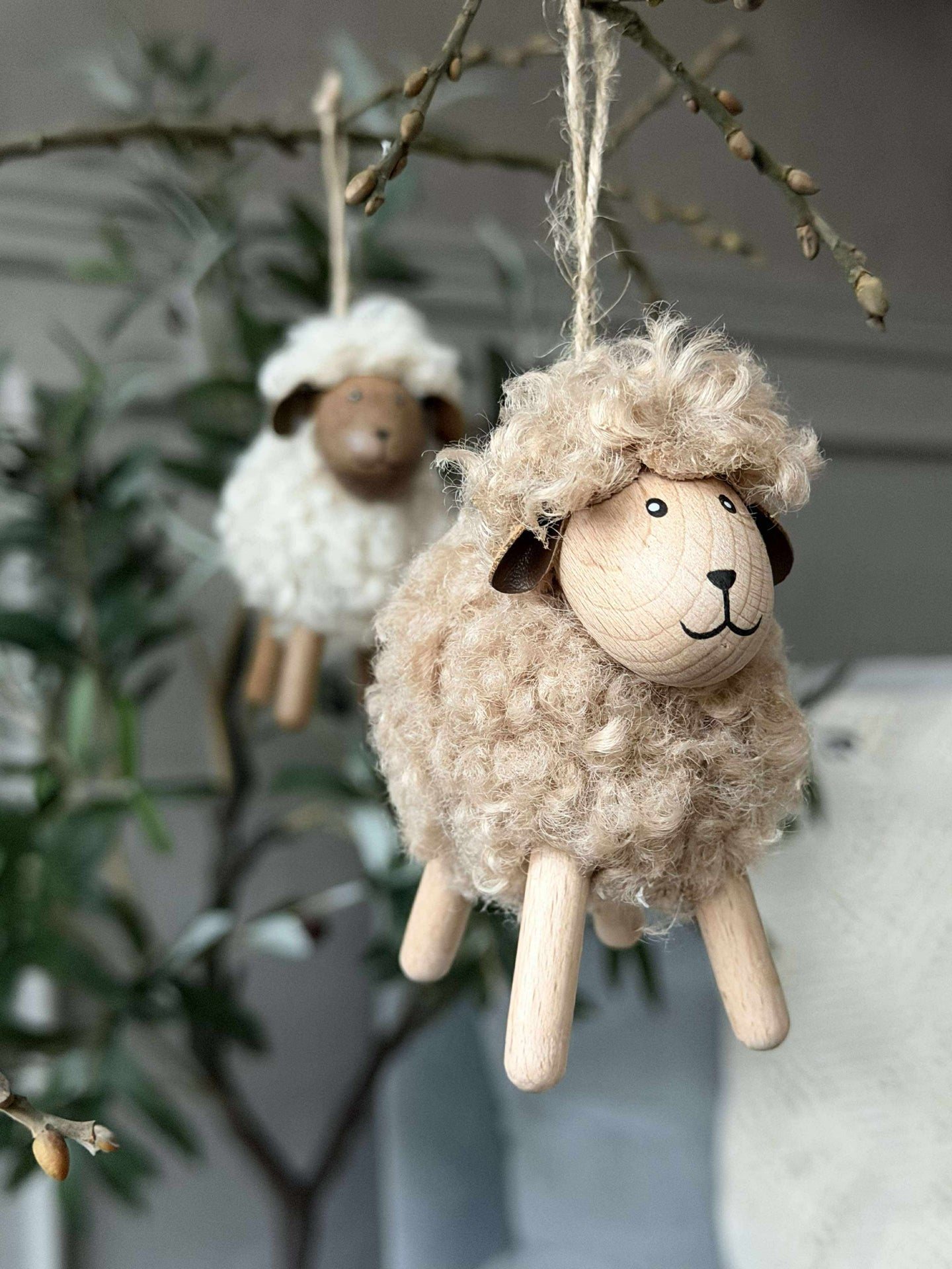 Får Fluffy Bøk/Natur 8 cm