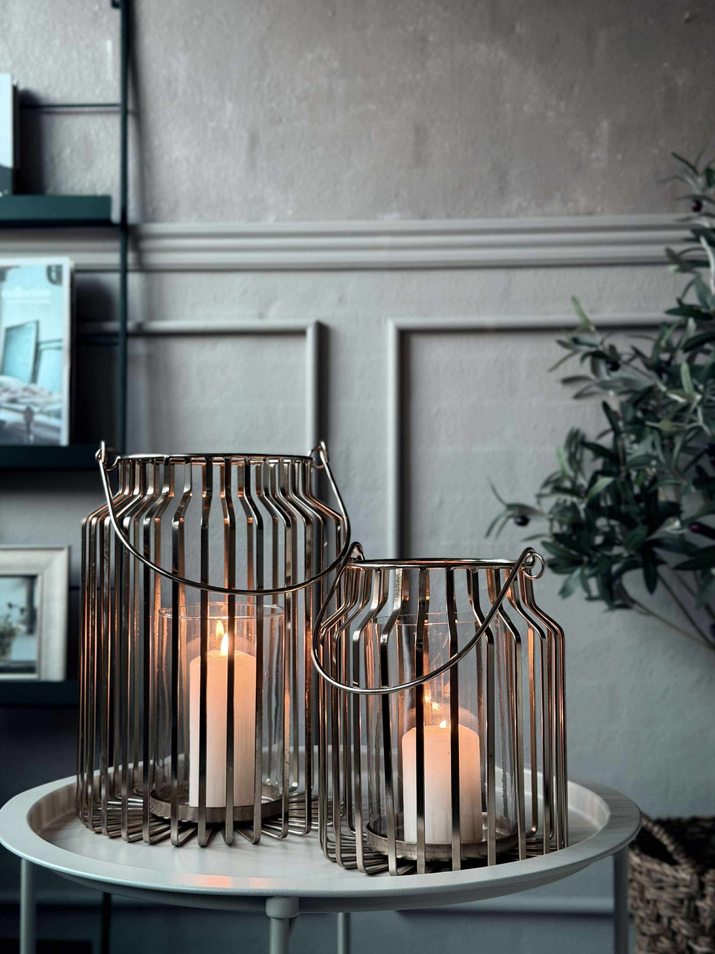 Lykt med glass - Gull 21cm