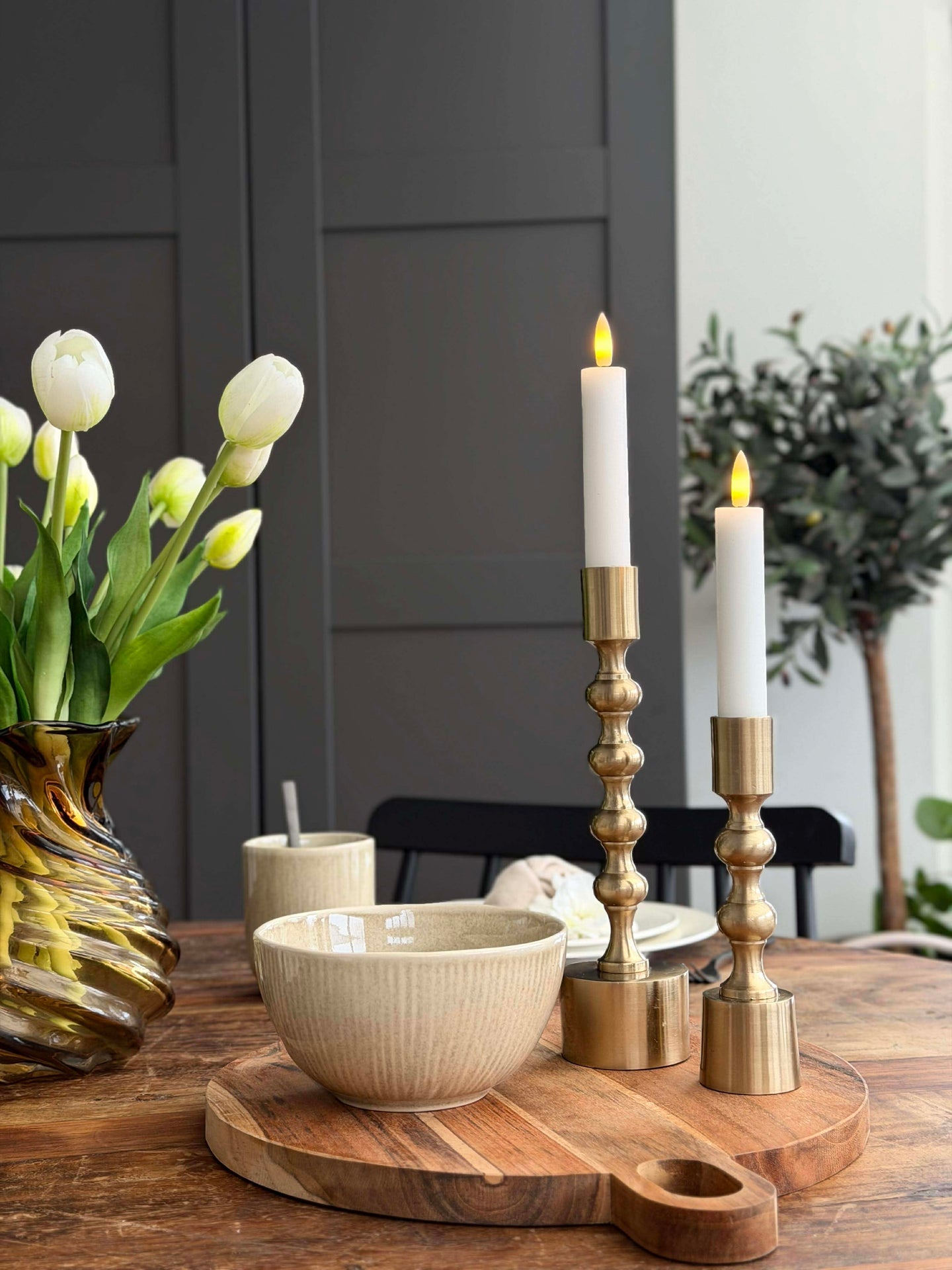 Hvite stearinlys 2 stk. - Flere størrelser