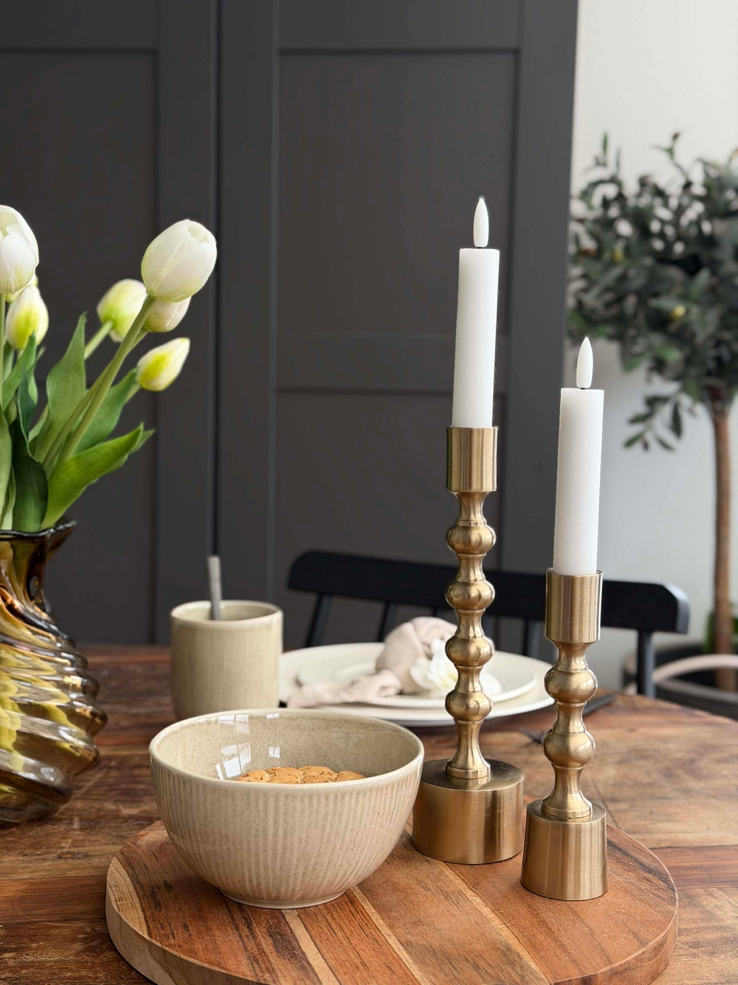 Hvite stearinlys 2 stk. - Flere størrelser