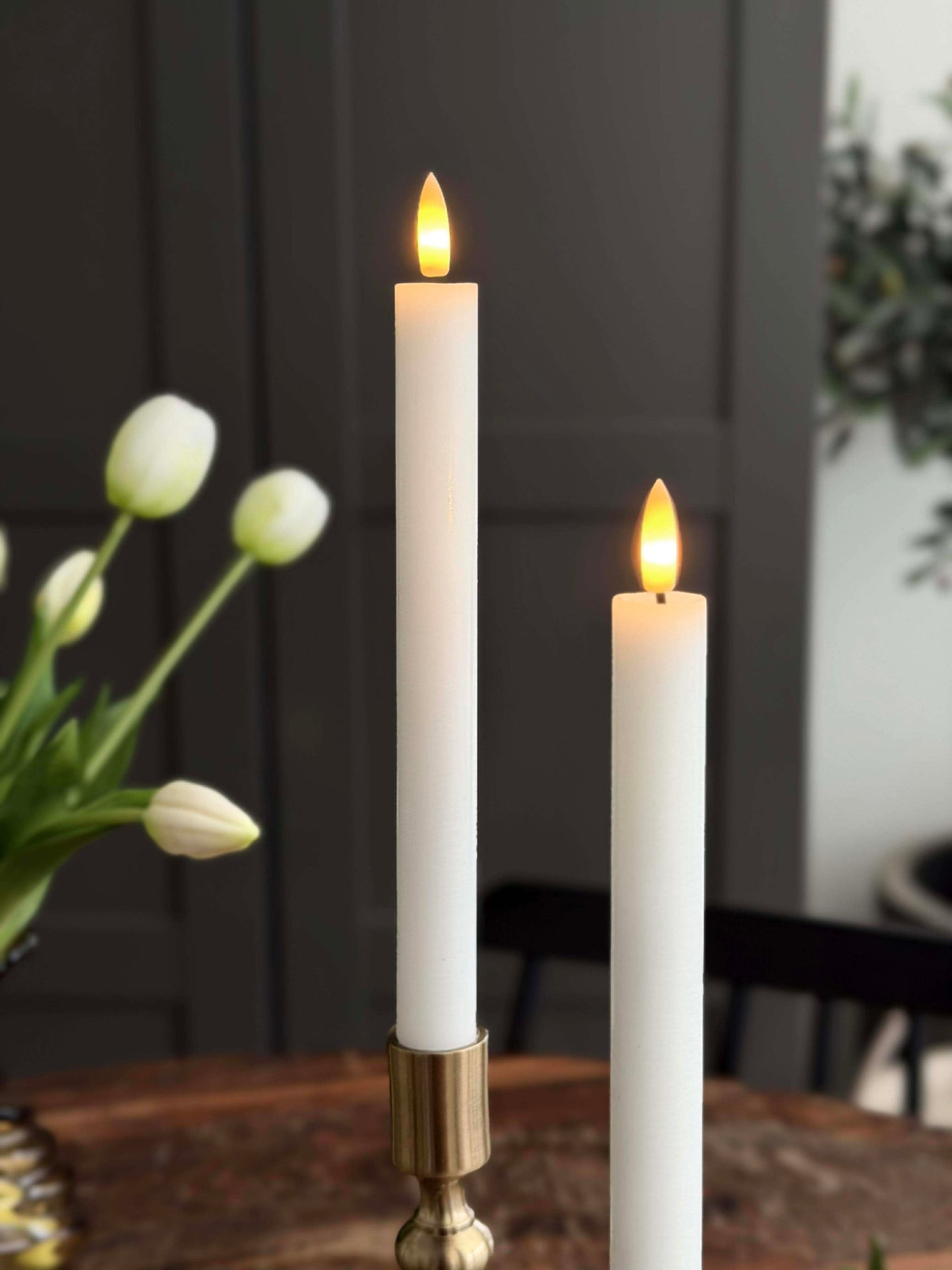 Hvite stearinlys 2 stk. - Flere størrelser