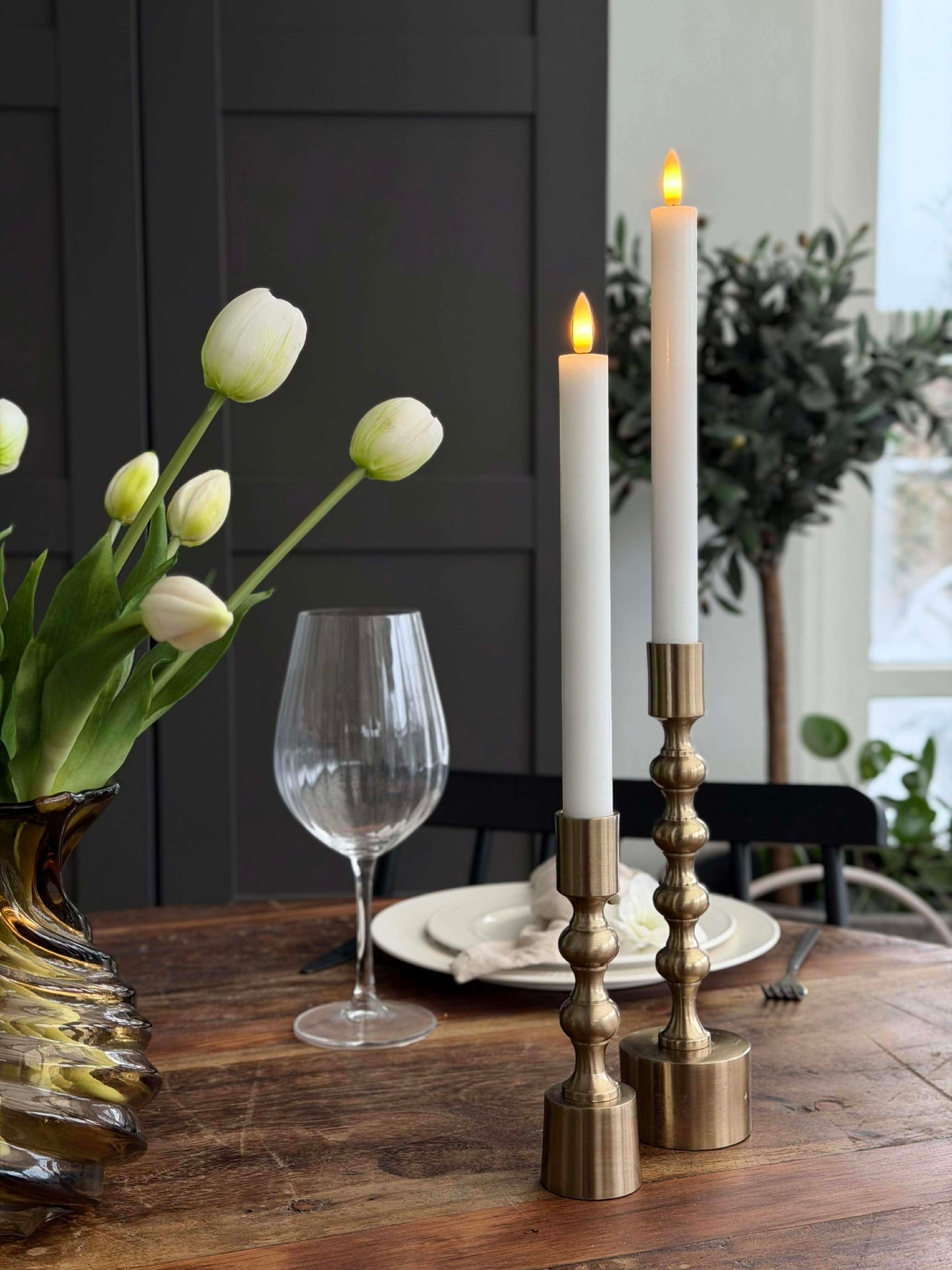 Hvite stearinlys 2 stk. - Flere størrelser