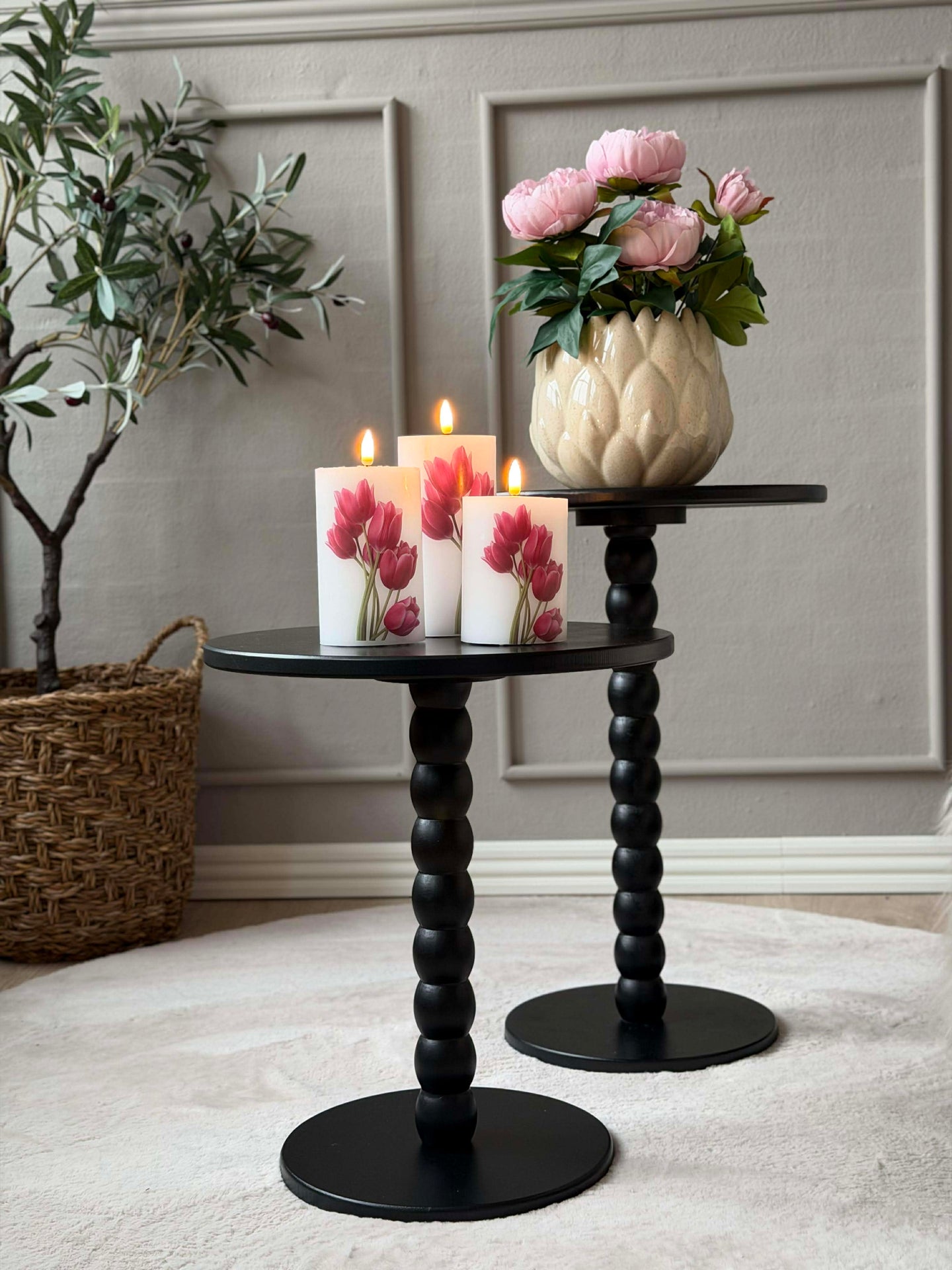 Sidebord - Svart 35xH50 cm