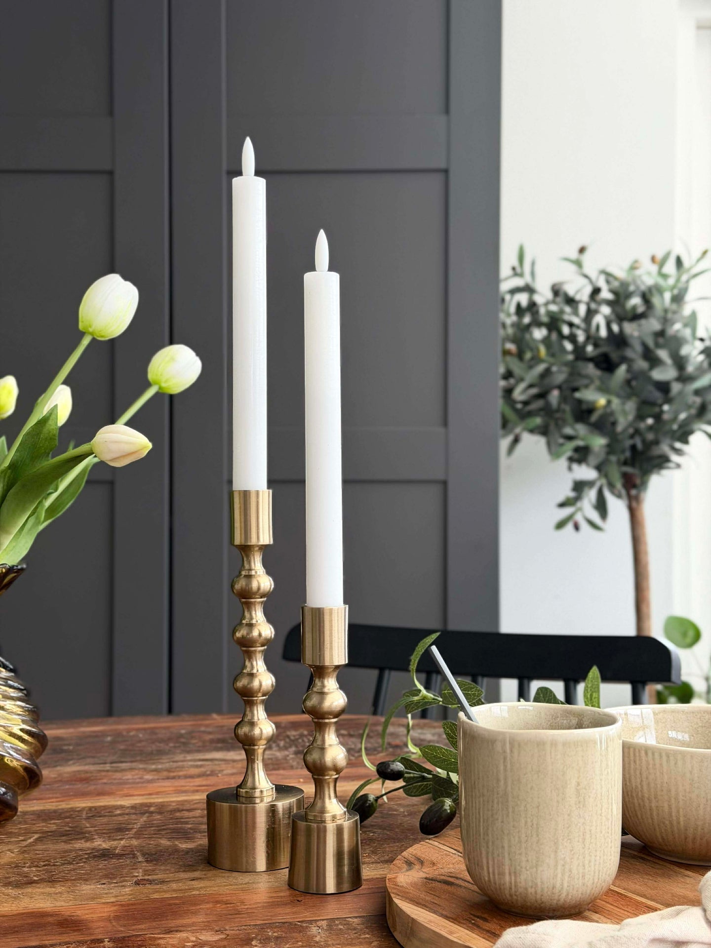 Hvite stearinlys 2 stk. - Flere størrelser