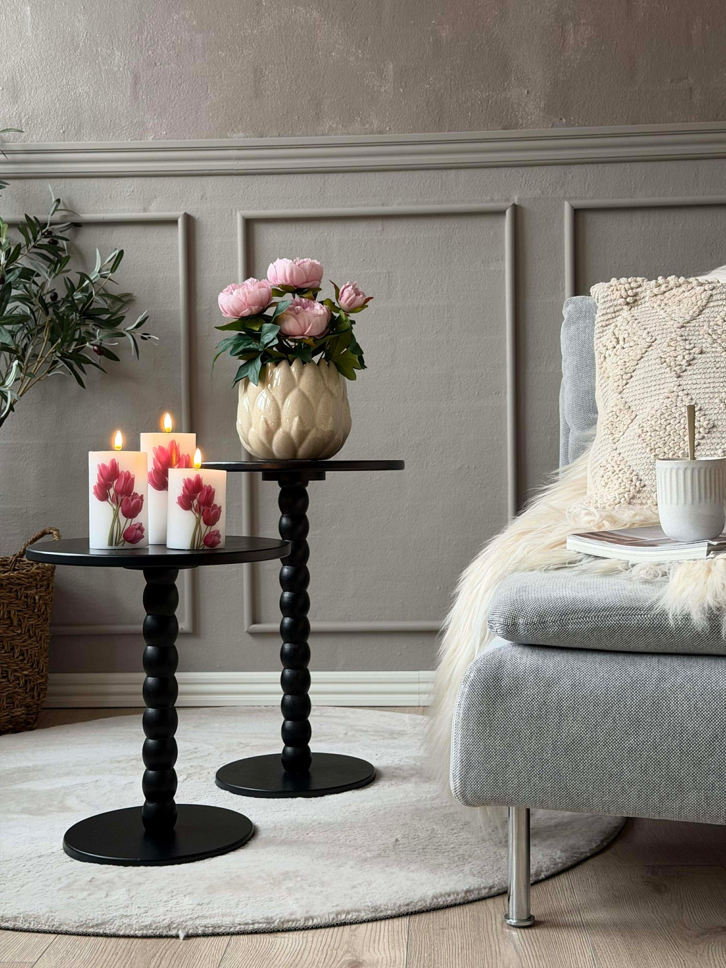 Sidebord - Svart 35xH50 cm