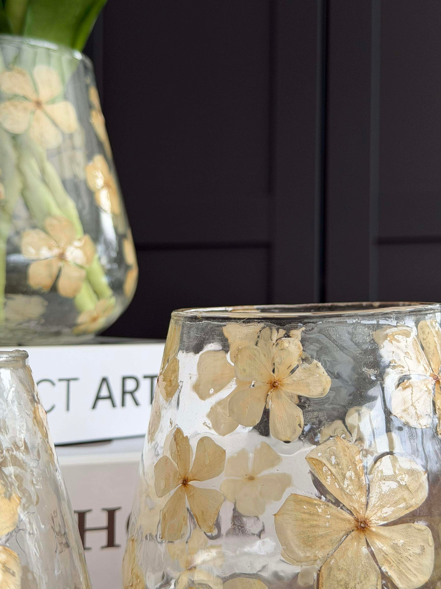 Lysestake - Glass med blomster - flere størrelser