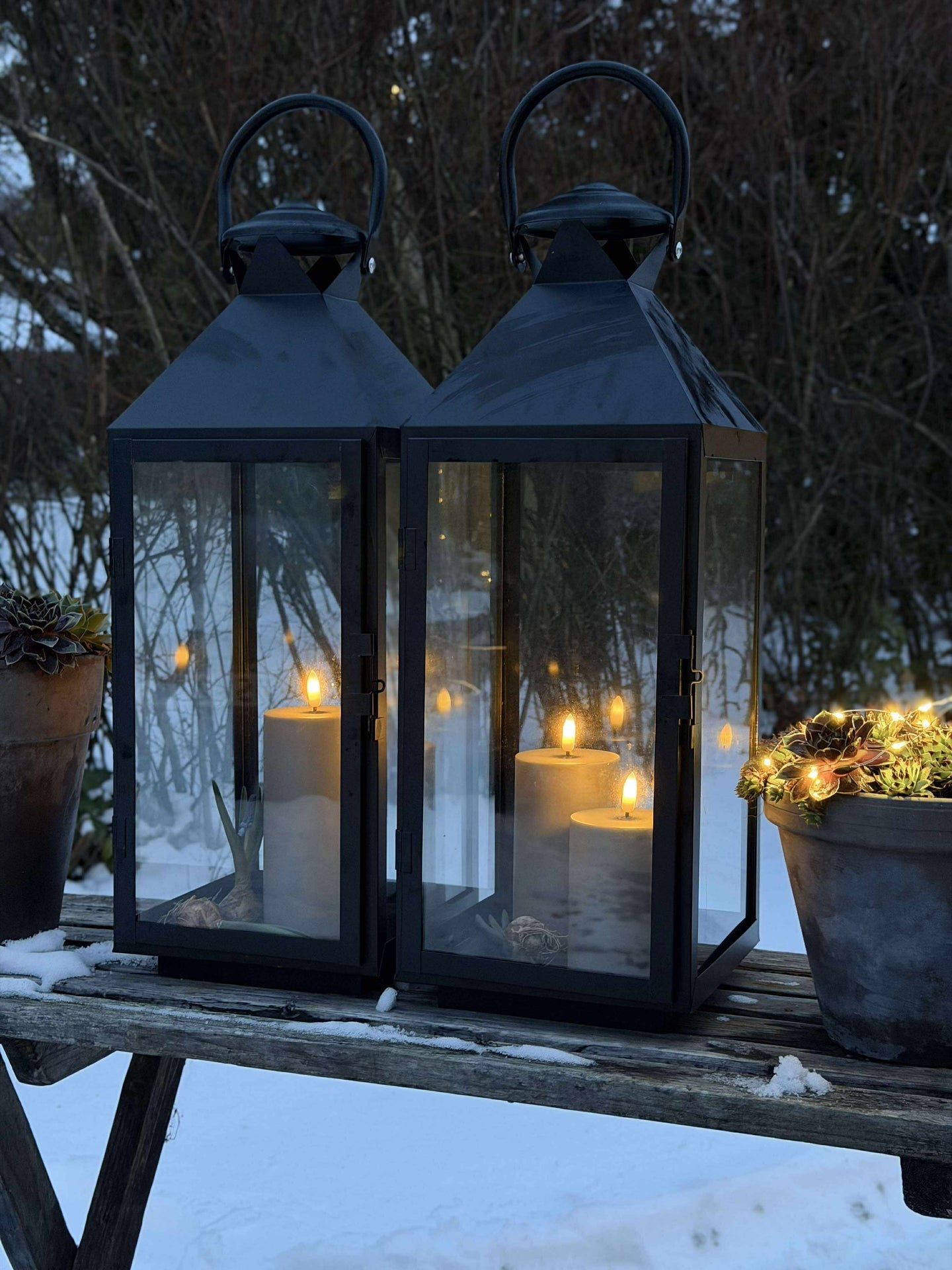 LED Utendørs Bloklys sett av 3 stk – Sand