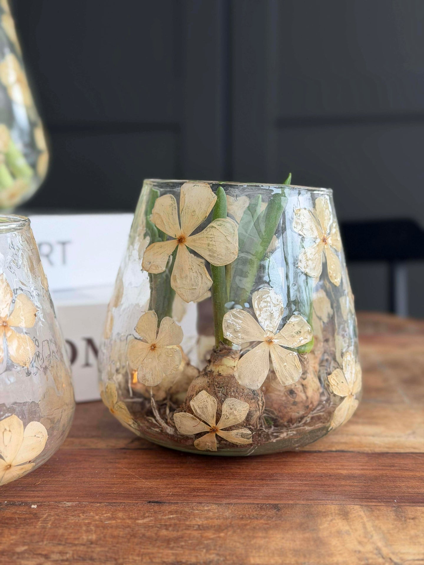Lysestake - Glass med blomster - flere størrelser