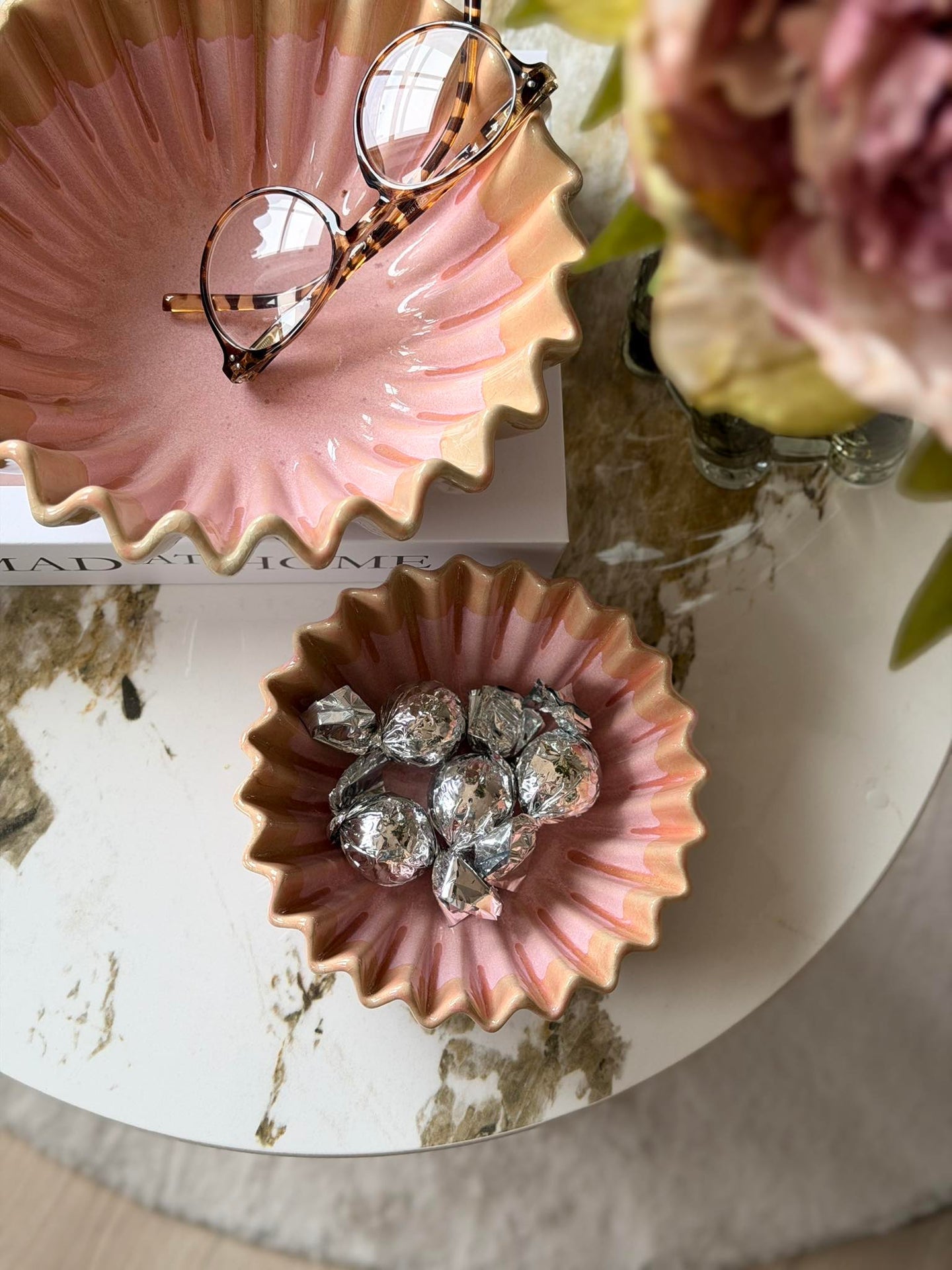 Rosa skål Plissé - Flere størrelser