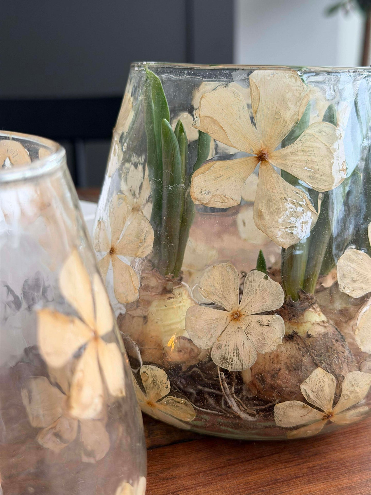 Lysestake - Glass med blomster - flere størrelser