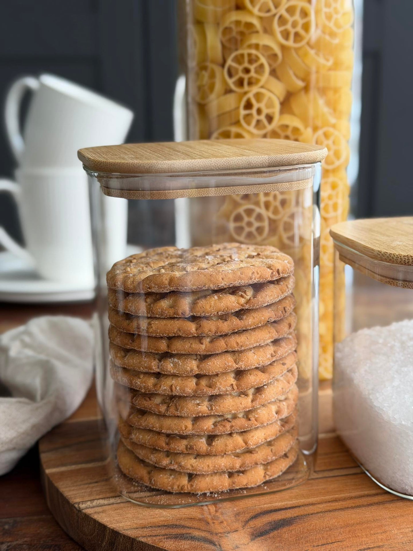 Oppbevaringsglass med bambuslokk - Sett av 3 stk.